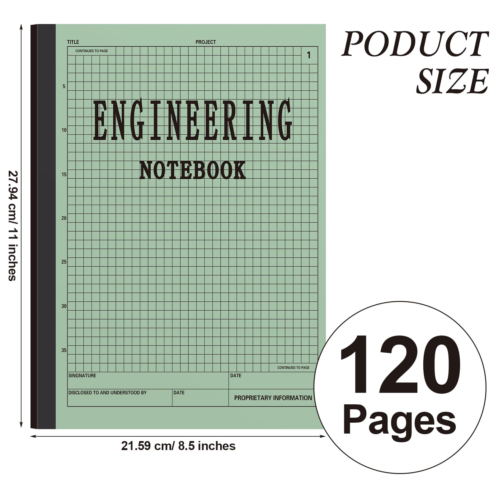Motiskyy 5 quaderni per ingegneria, 120 pagine, formato a griglia, 21,6 x 27,9 cm, in brossura, in carta grafica, per ingegneri, studenti, insegnanti, architetti, designer, scienziati