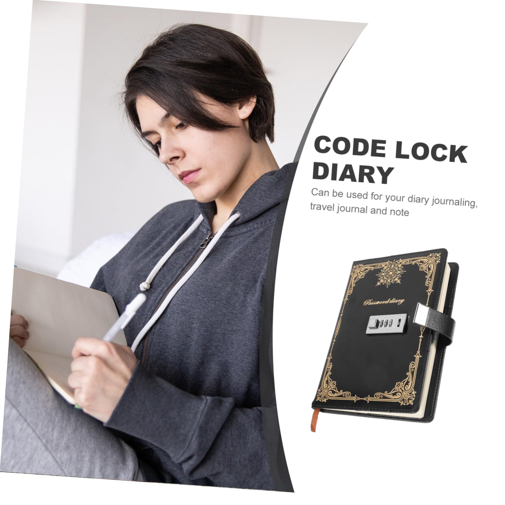 SHOWERORO Tagebuch Mit Zahlenschloss Vintage Pu-einband Notizbuch Blanko-blätter Zum Schreiben Zeichnen Und Skizzieren