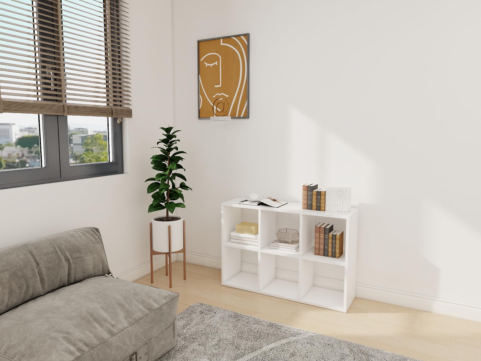 KLX Würfelregal Weiß 2x3 – Regal Würfel with 6 Fächern - Raumteiler Regal 100 x 67.4 cm - Bücherregal für Wohnzimmer und Büro