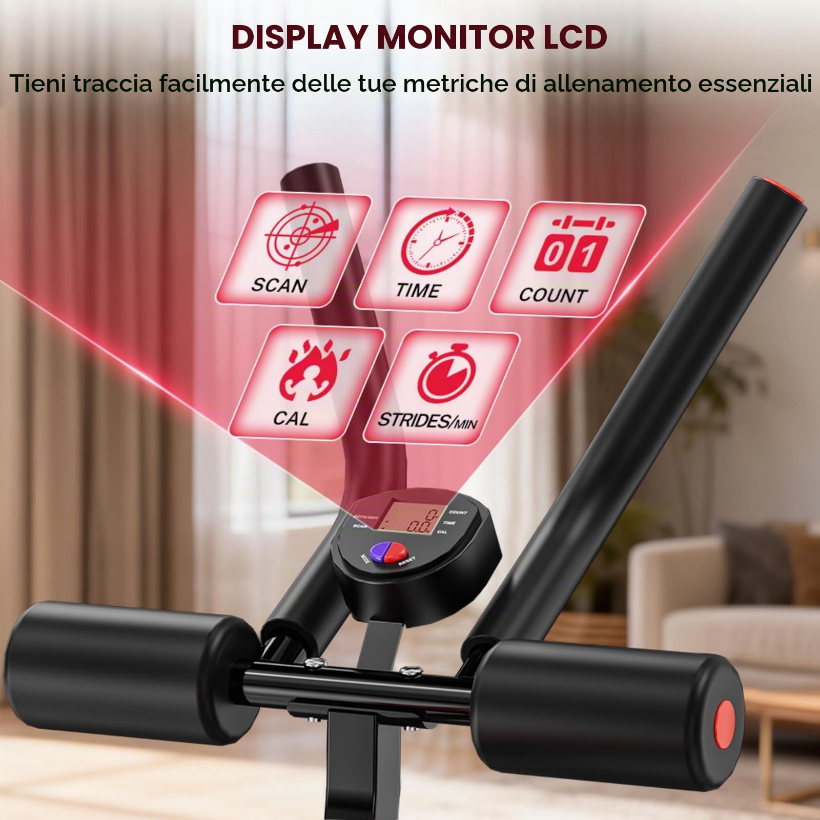 Allenatore addominale per la casa, dispositivo di allenamento multifunzionale, portata 150 kg, per allenamento completo addominale, con contatore