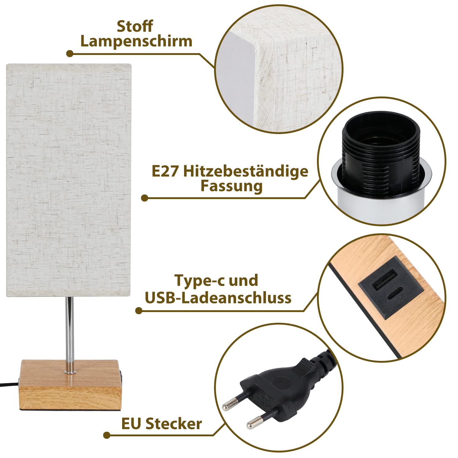 GBLY Tafellamp Vintage Woonkamer Bedlamp - 1x E27 Chroom met