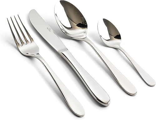 Juego de cubiertos de acero inoxidable pulido de 4 piezas