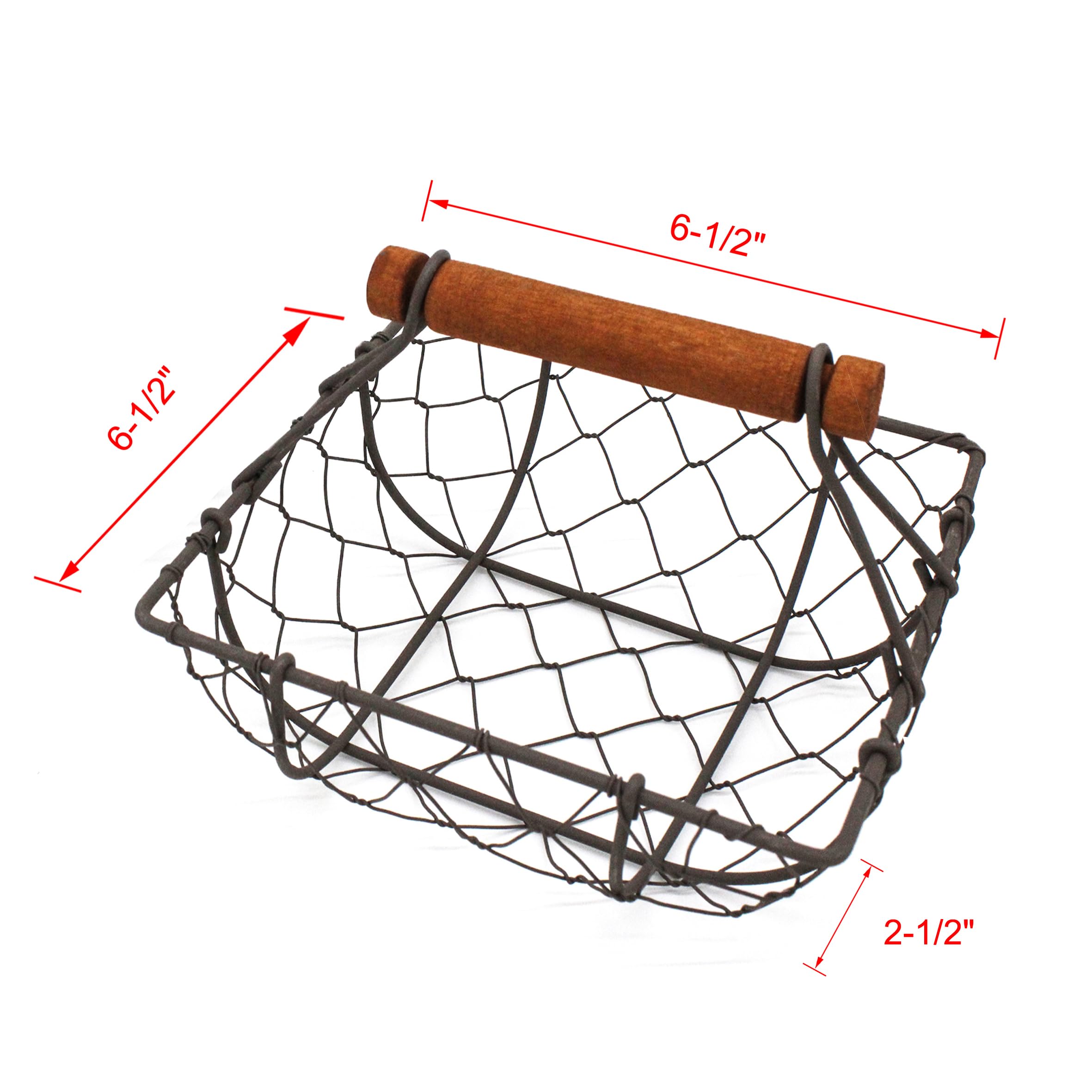 CVHOMEDECO. Cestini Quadrati per Uova in Filo di Gallina Cestini per la Raccolta della ruggine con Manico in Legno Cestini per la conservazione in Stile Country Vintage. Set di 2