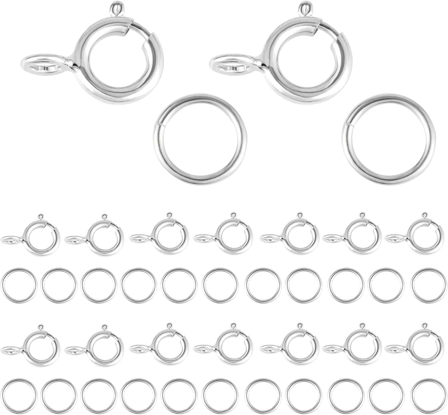 40 PCS Necklace Bracelet Clasps and Closures with Open Jump Rings Set 5mm Spring Ring Jewelry Connectors for Jewelry Making (6mm Clasps Silver) - Image 4