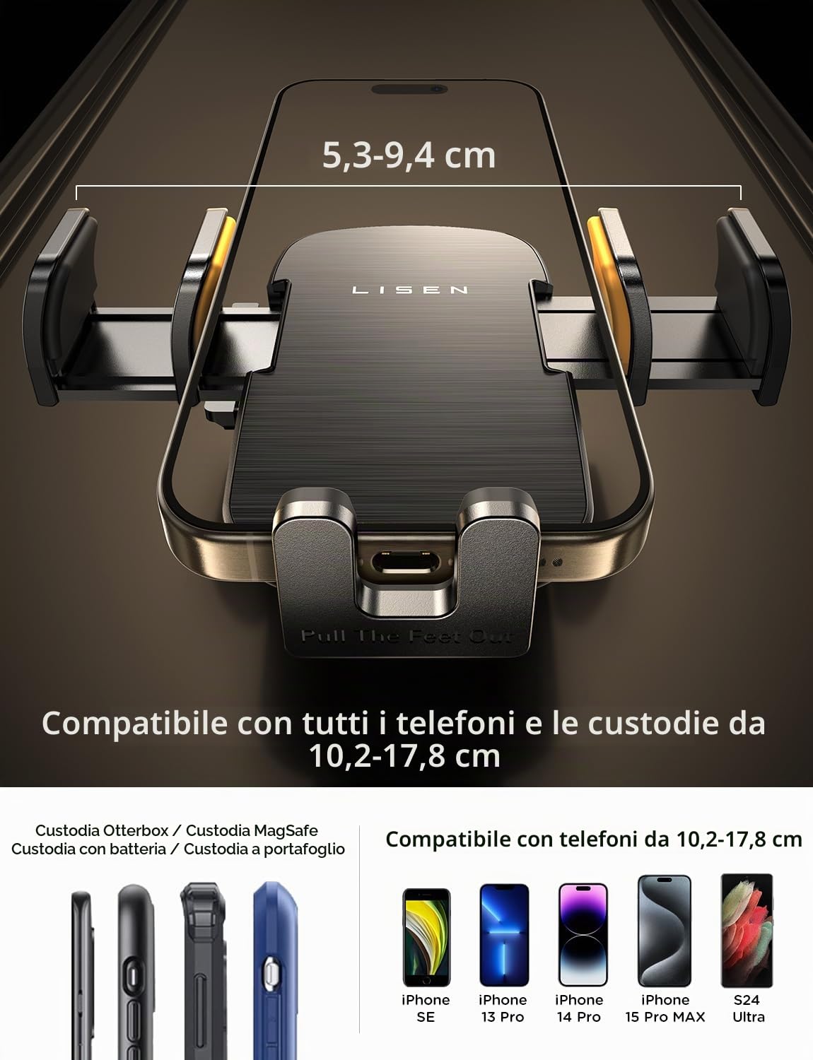 LISEN CD Porta Cellulare da Auto, [Clip per Gancio Qualità Militare] 360 Gradi di Rotazione Supporto Telefono Auto per Presa D'aria Dell'Auto Portacellulare Auto per Universale Phone iPhone