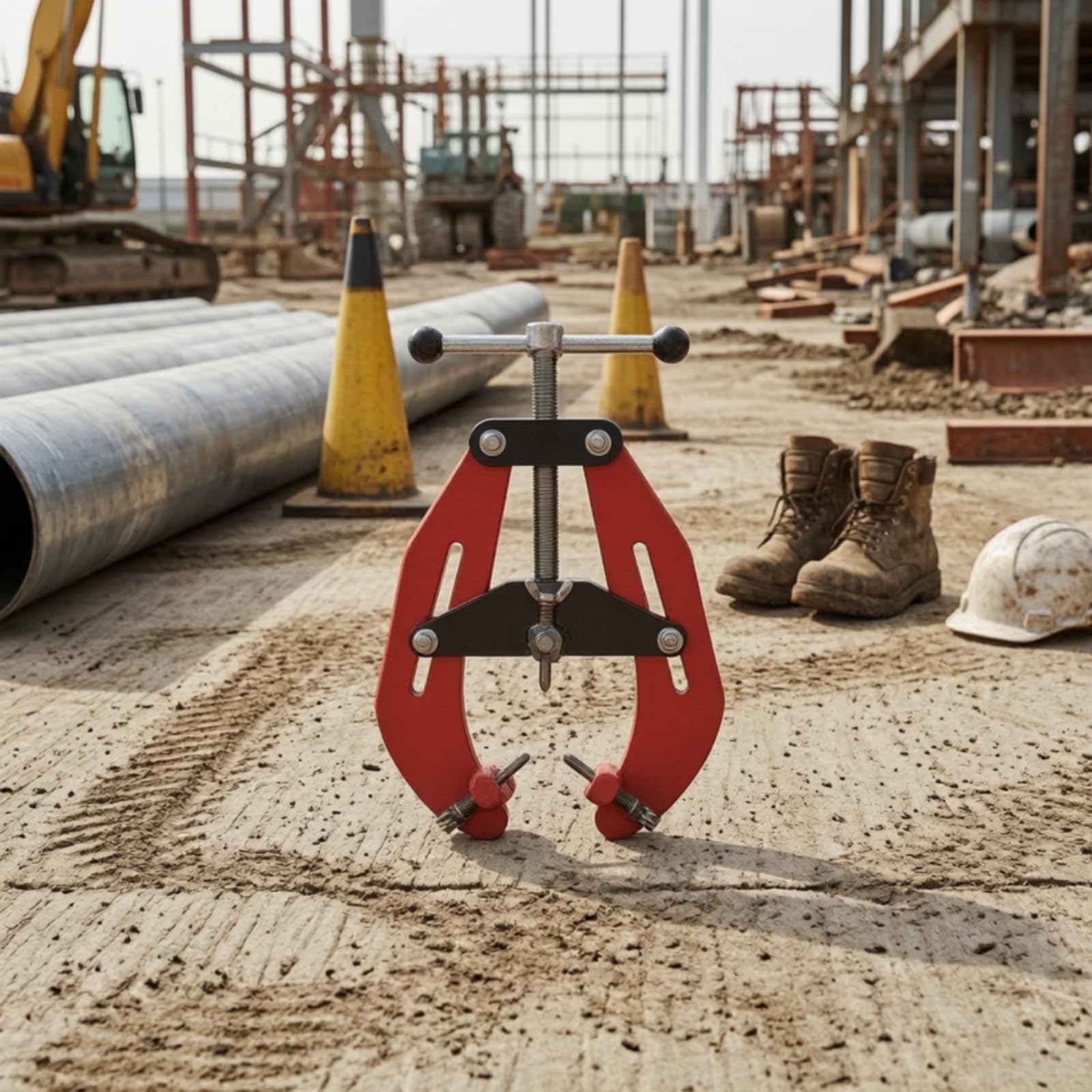 F Fityle Abrazadera de Soldadura de Tubería Abrazadera de Alineación Abrazadera de Tubos Construcción de Acero con Placas de Sujeción y Componentes, 6 Pulgadas