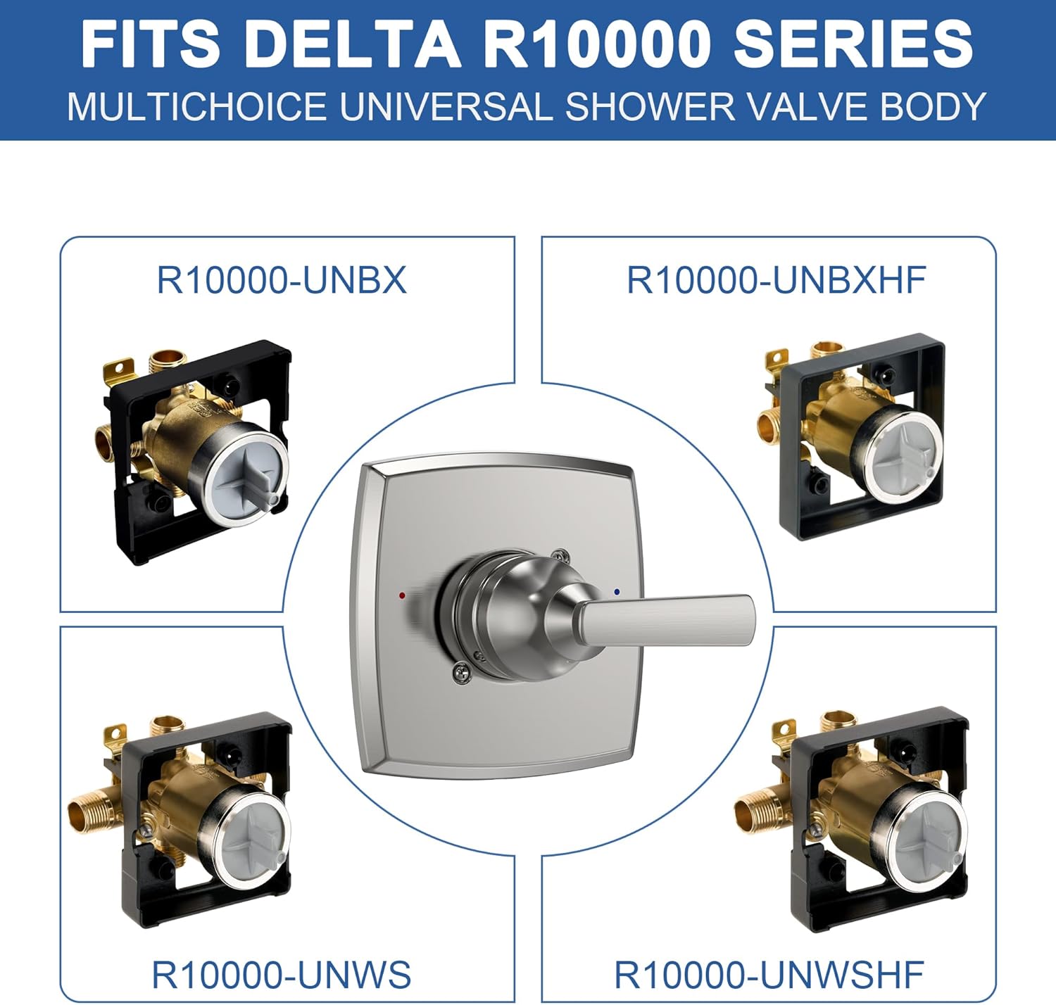 Replacement for D Faucet 14 Series Single-Function Shower Valve Trim Kit, Spot Resist Brushed Nickel Shower Trim Kit Shower Handle T14064-SRBN(Without Cartridge))