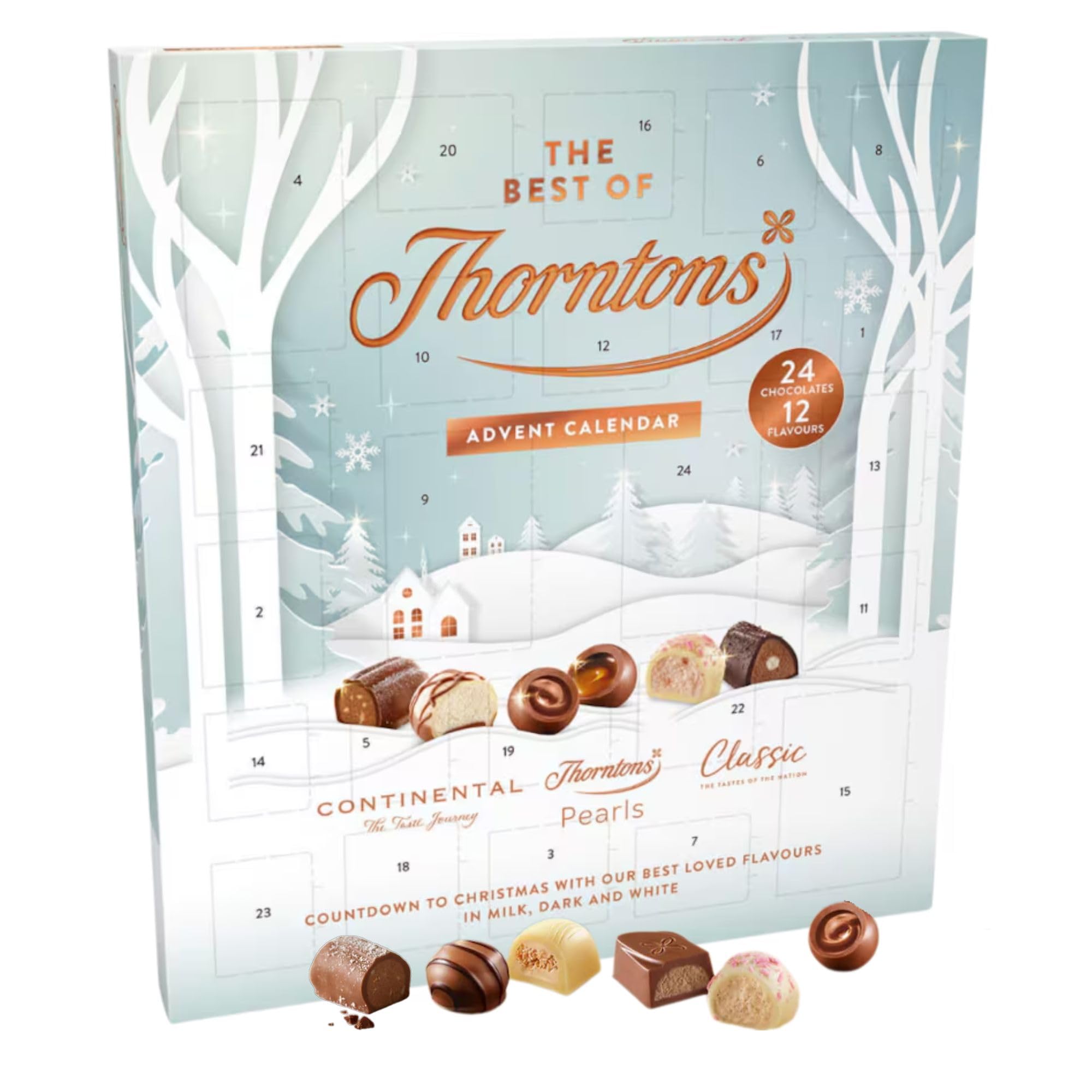 Chocolate Advent Calendar Box 258g The Best Of Including Continental, Pearls and Classic Milk, White & Dark Chocolate