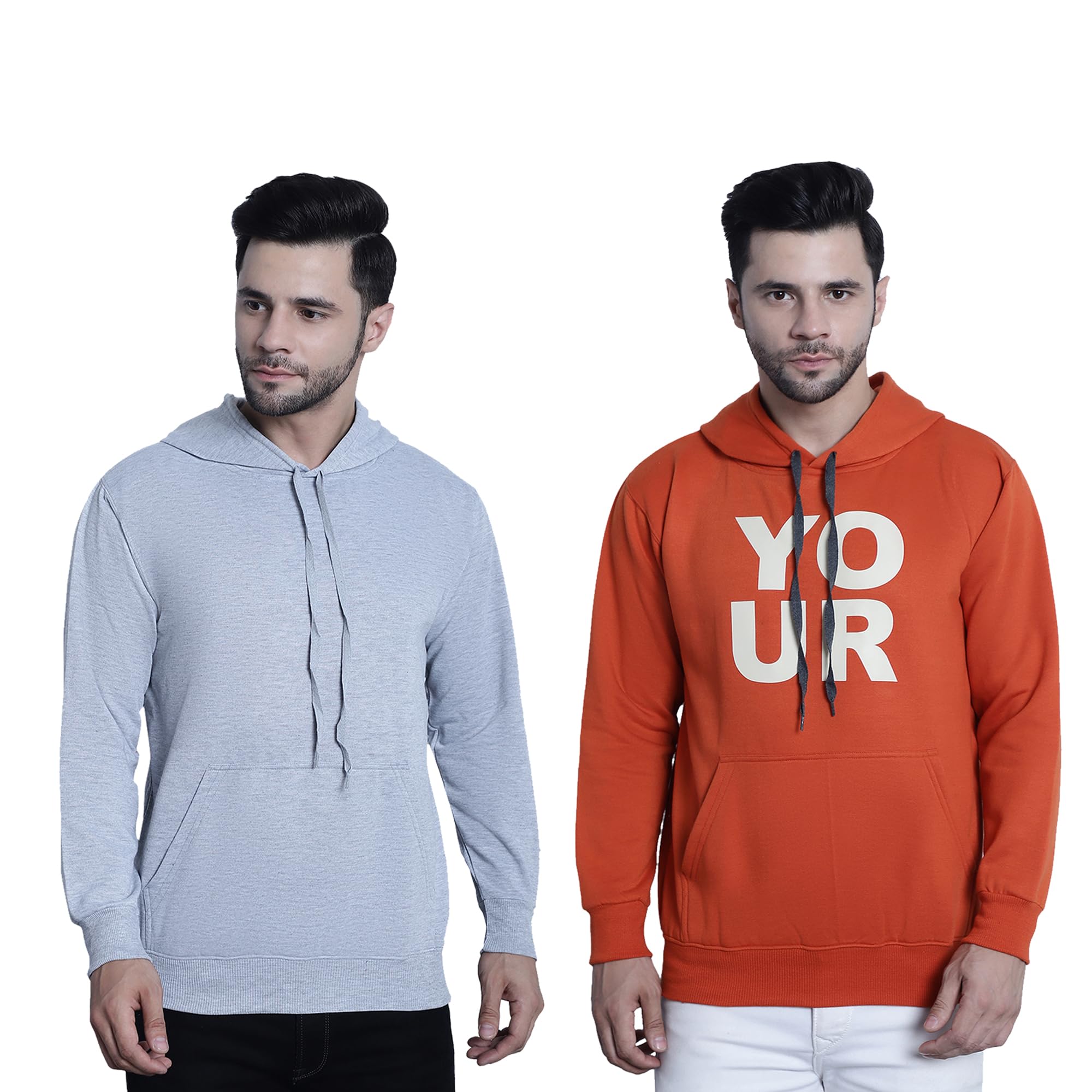 Mack Jonney Printed Hooded Cotton Fleece Sweatshirt for Men (Pack of 2)-MACK50788