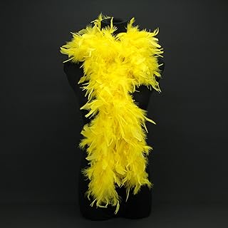 BOA DE PLUMAS DE PAVO TINTADAS COLORES LISOS, 190cm/80gr (AMARILLO)