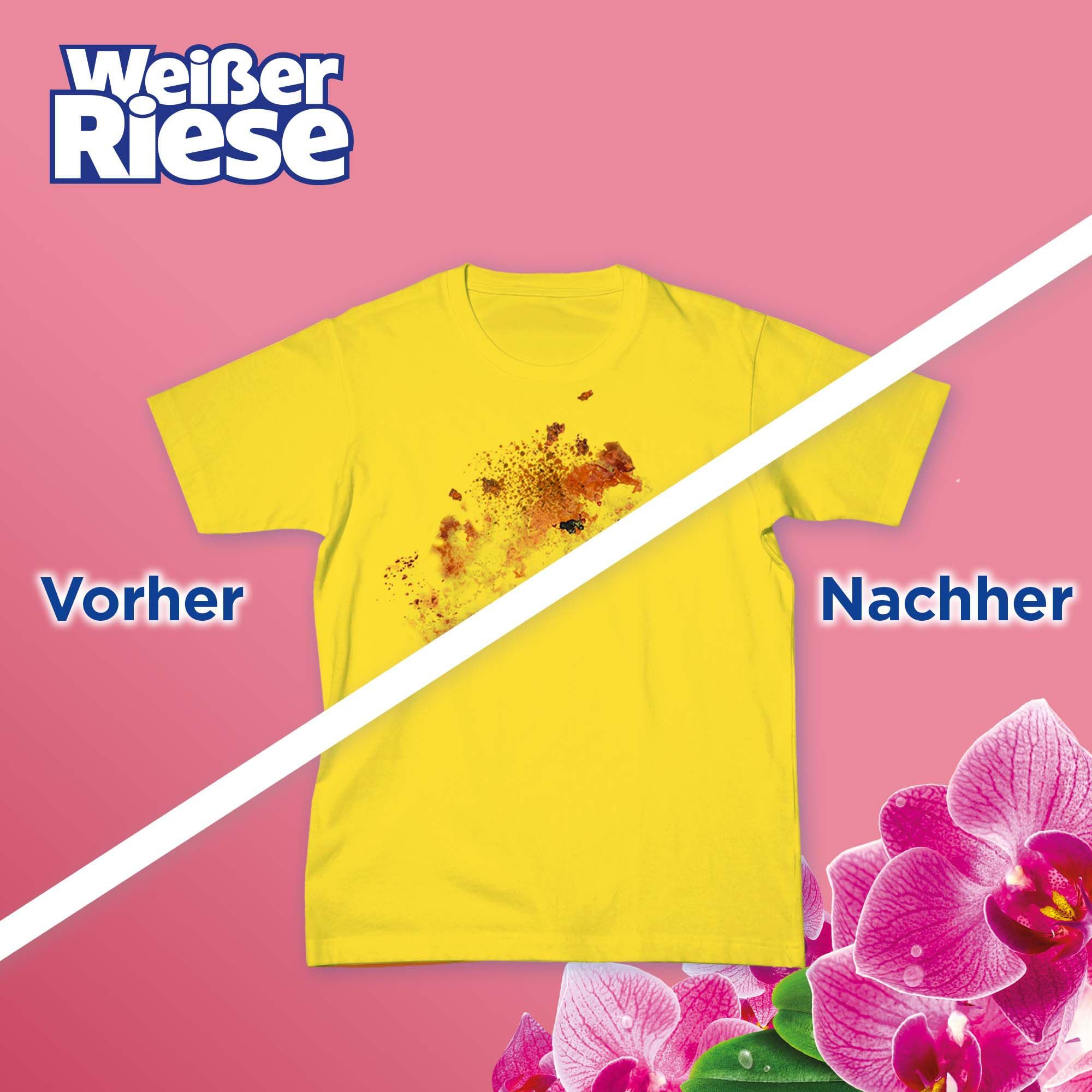 Weißer Riese Color Trio-Caps A-Th. Orchidee & Macadamiaöl (1x 120 WL), Color Waschmittel mit Good Mood-Duft & WC FRISCH Spa Momente Harmonie (1x 50g), langanhaltendes Dufterlebnis