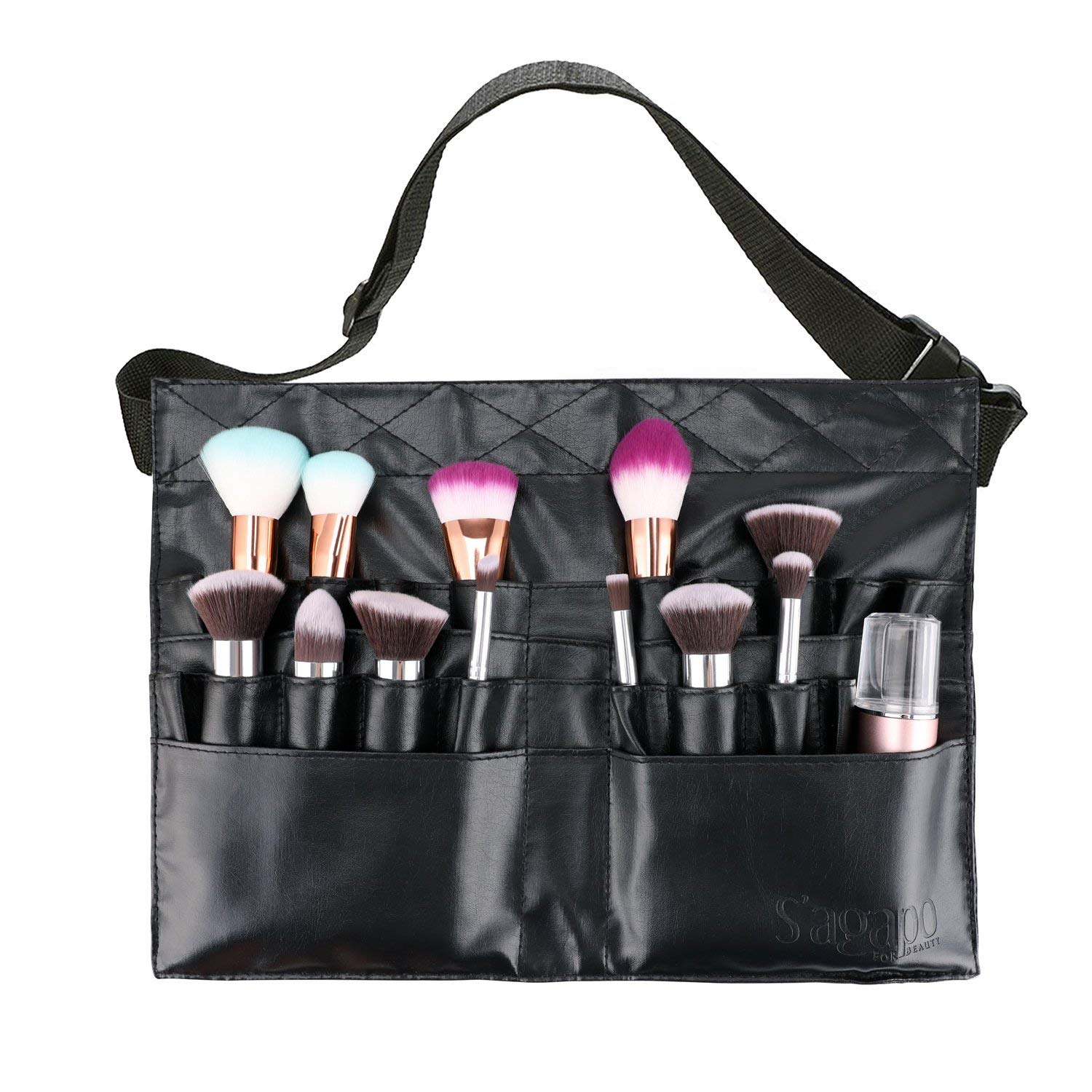 Rubyface Makeup Brush Holder Bag, Professional Cosmetic Holder 28 Pockets Organizer with Artist Belt Strap (Brushes Not Included)-image-0