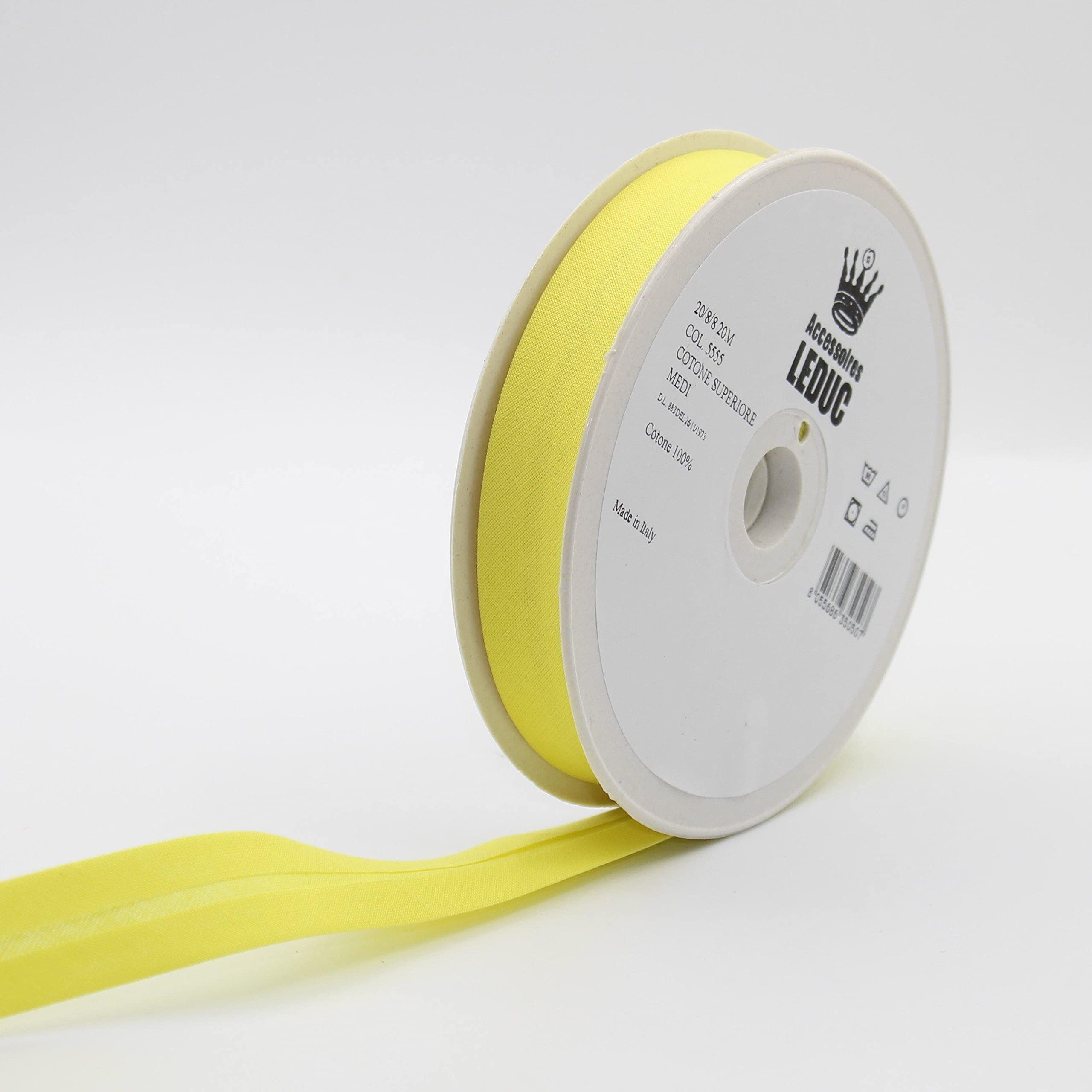 Leduc 20 Metres 30 Colours 2 Ply 8/20/8mm Italian Quality Cotton Cord - Yellow 5555 — image 1