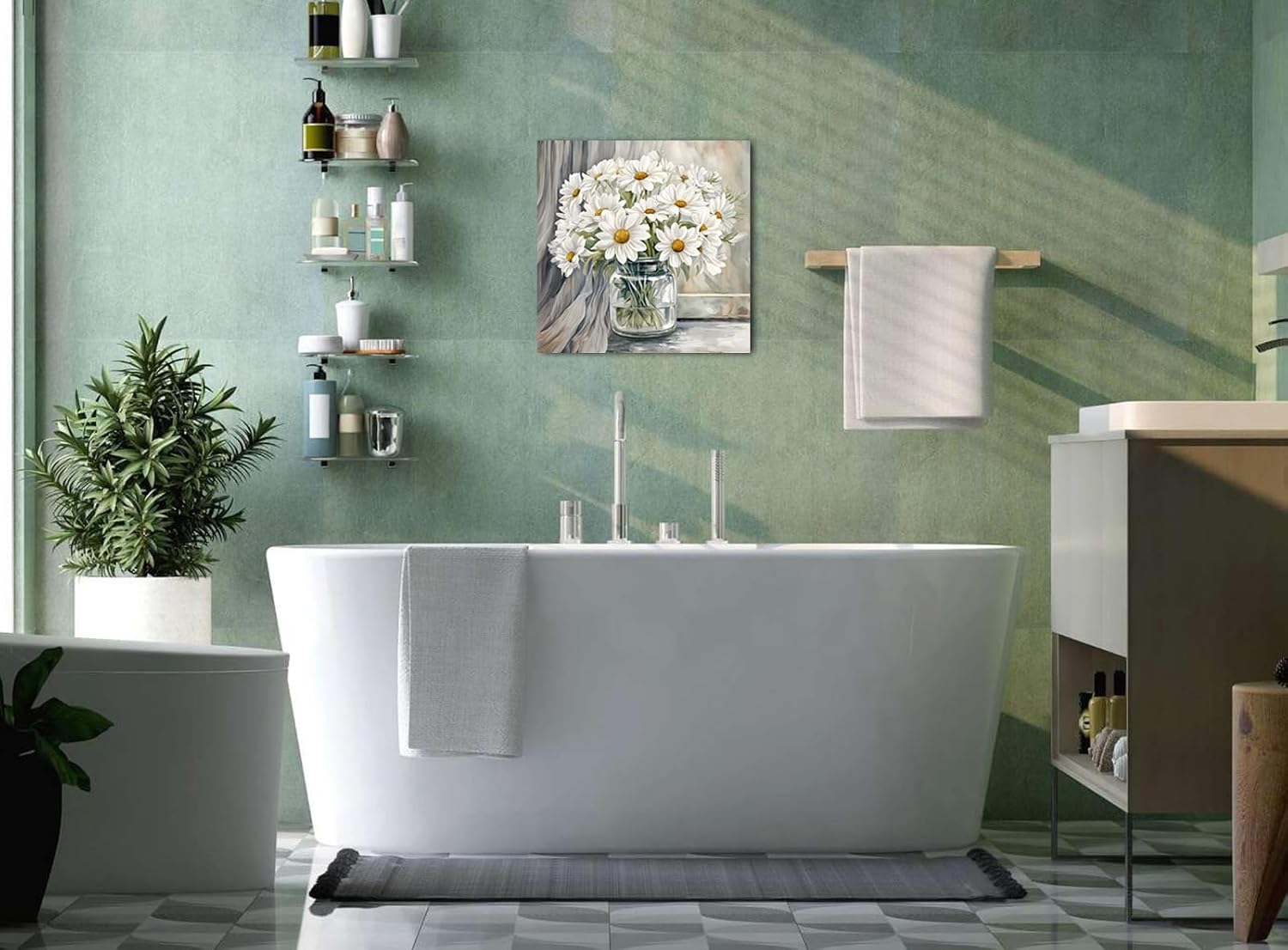 YUEYARIT Bathroom Wall Art Modern Art Wall Decor Are Canvas Paintings Themed With Flowers. They Are Suitable For Both Being Given As Gifts And Decorating Home Interiors.