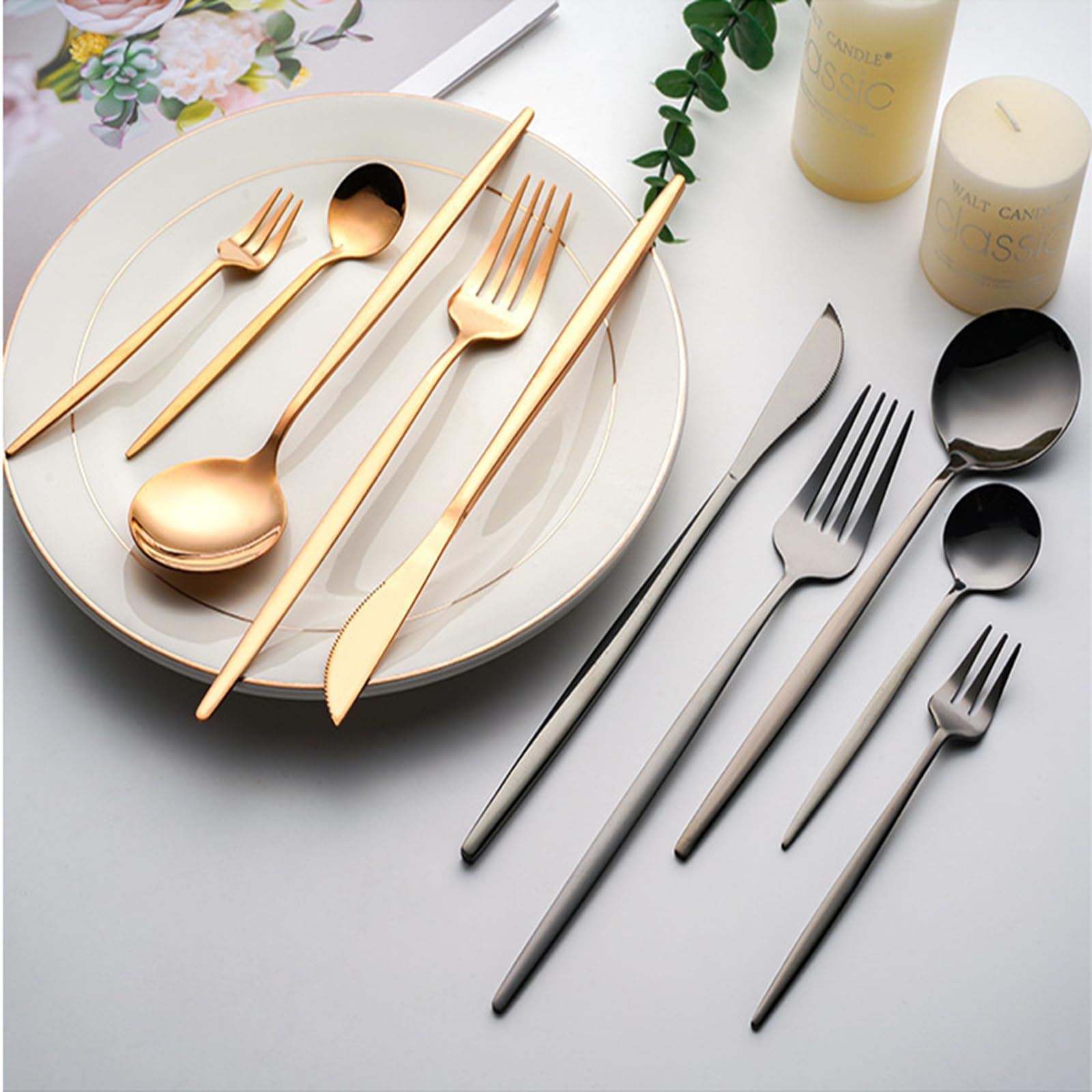 Aoeeppa Set De Couverts 30 Pièces Acier Inoxydable – Service Pour 6 Personnes, Fini Miroir, Ergonomique, Lave-Vaisselle, Couteaux, Fourchettes, Cuillères