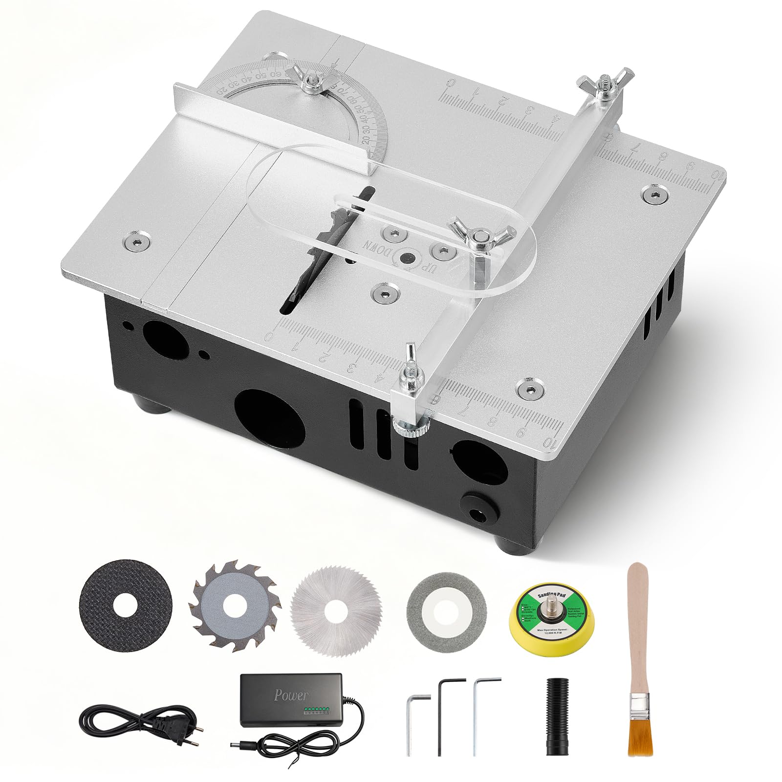 Mini sega circolare da tavolo 5000 giri/min, 100W 0.1mm-15mm Multifunzione piccola macchina da taglio, Micro tavolo Piccolo tavolo sega Lavorazione del legno modello di precisione sega