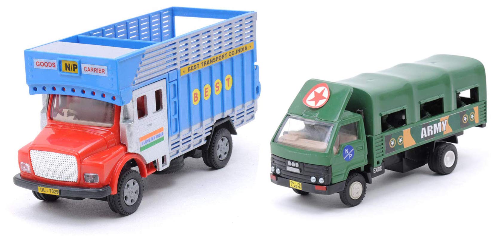 Centy Toys Public Truck - (Color May Vary) & Army Truck Dcm, Multi Color Combo, Kid