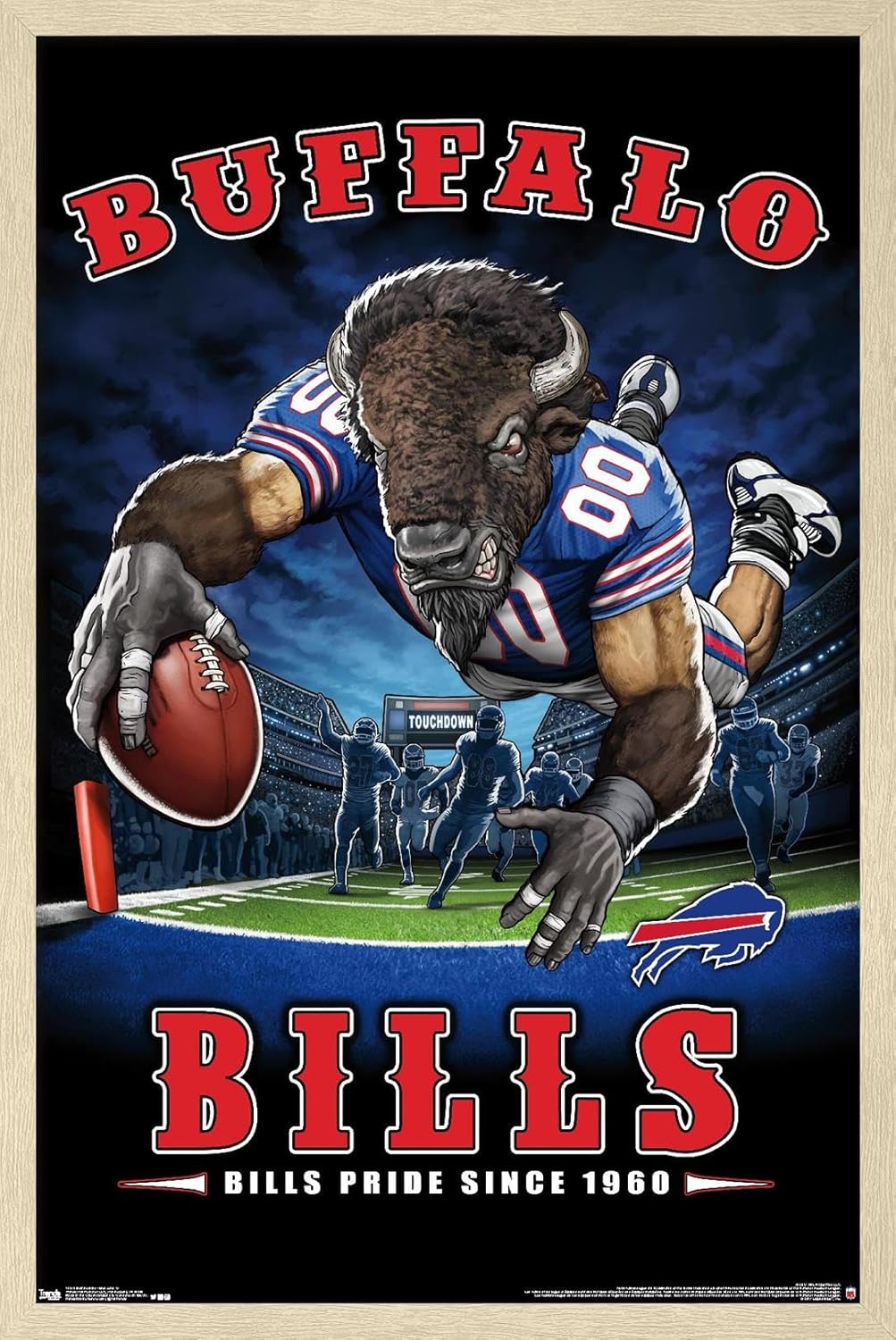 Trends International NFL Buffalo Bills - End Zone 17 Wall Poster, 22.375" x 34", Bronze Framed Version