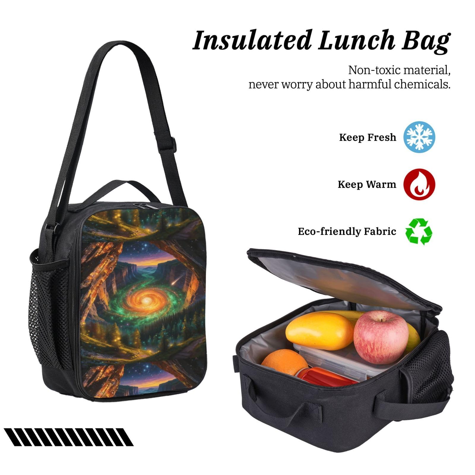 Zestaw plecaka z nadrukiem gwiazdy z torbą na lunch i piórnikiem | Minimalistyczny zestaw dla nastolatków, izolowana torba na artykuły pa, codzienne użytkowanie na zewnątrz