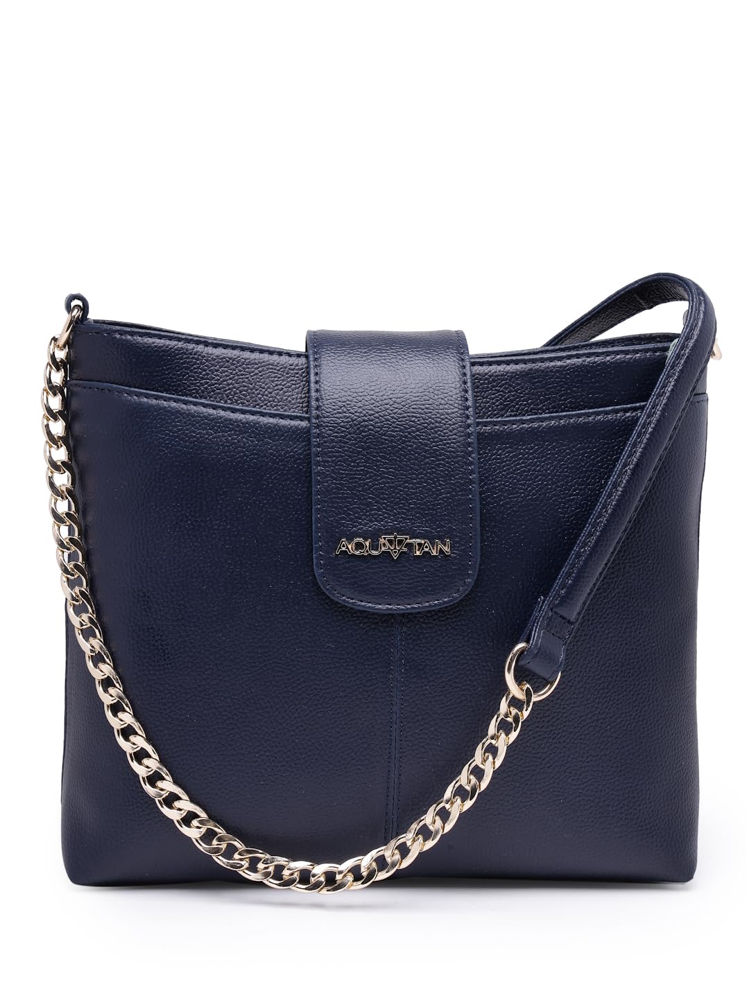 Aquatan Womens Navy Blue Solid Structured Cross-body Chain Sling Bag | Elegant and Functional Handbag with Premium Materials | Perfect for Daily Use and Special Occasions (B0D66N63XX) Amazon Price History, Amazon Price Tracker