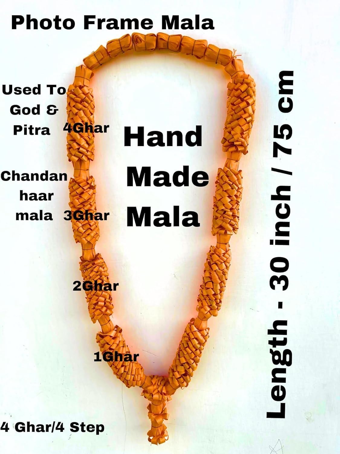 Rastra Mangal Store Garland mal Chandan Haar Mala Garland for God and Pitra/Ancestors/Loved Ones Photo Frame & Idols TY10-4 (Step 4_Yellow)(30 inch /75 cm) Photo Frame malause to god and pitra and