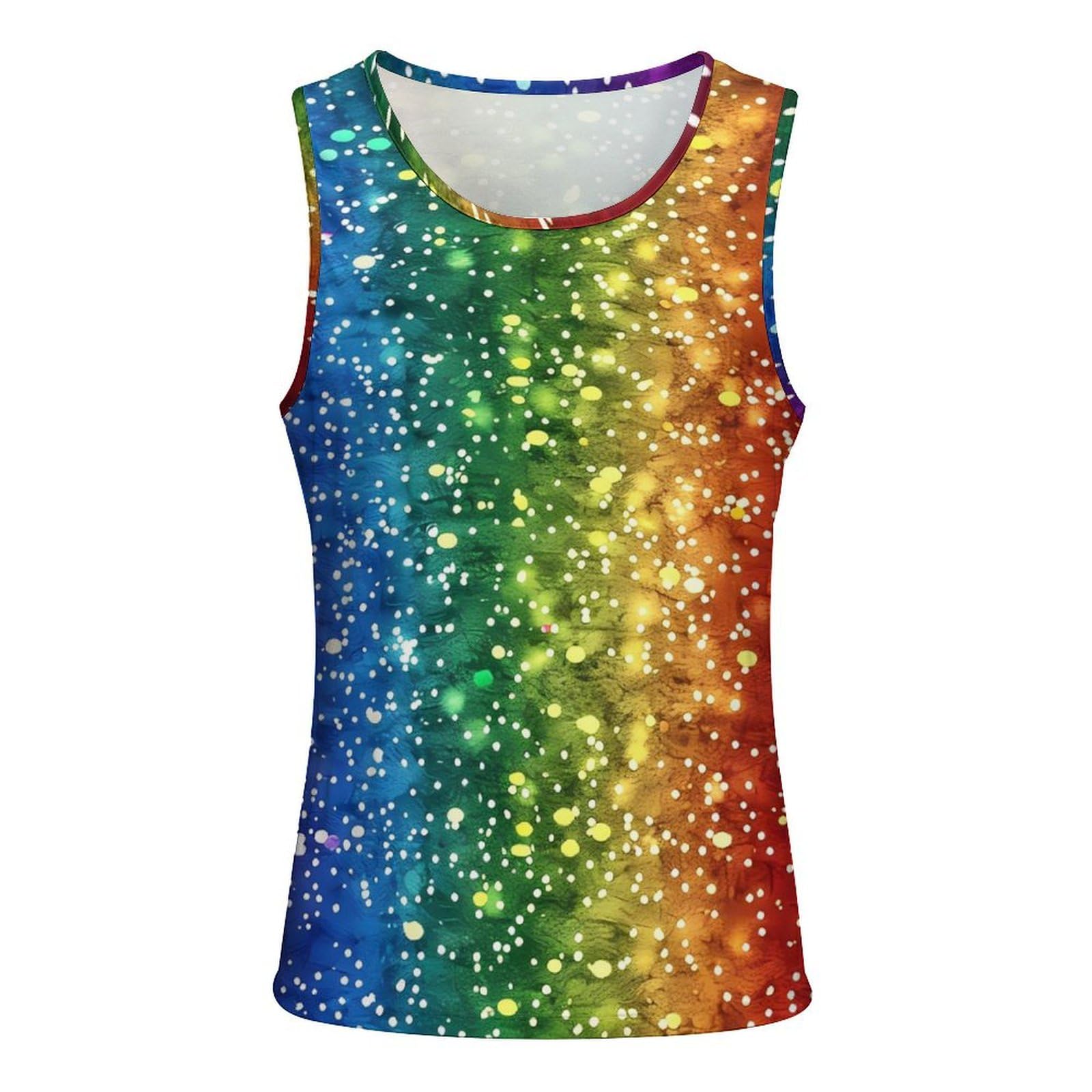 Colorful Rainbow Backdrop LGBT Pride Month Men's Tank Top Sleeveless Vest Lightweight Workout Gym Shirts Casual Tee Top L