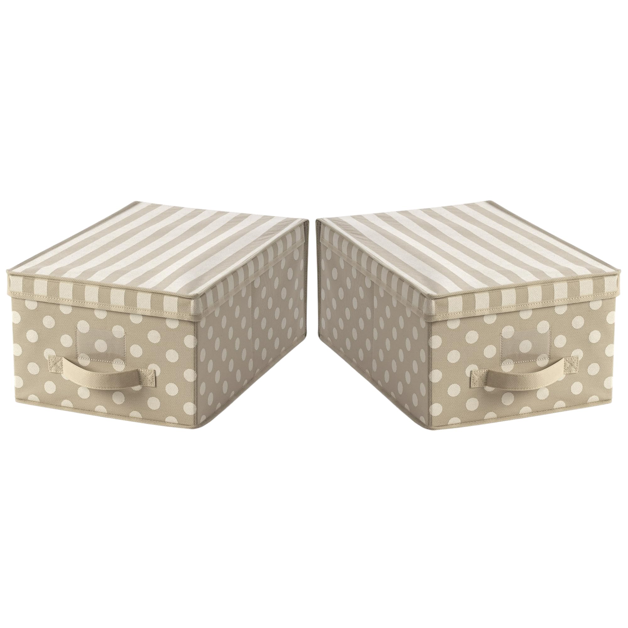 Samborella Cajas de almacenamiento de tela con tapa, 30 x 45 x 20 cm. 2 cajas para guardar ropa en el armario. (Beige)