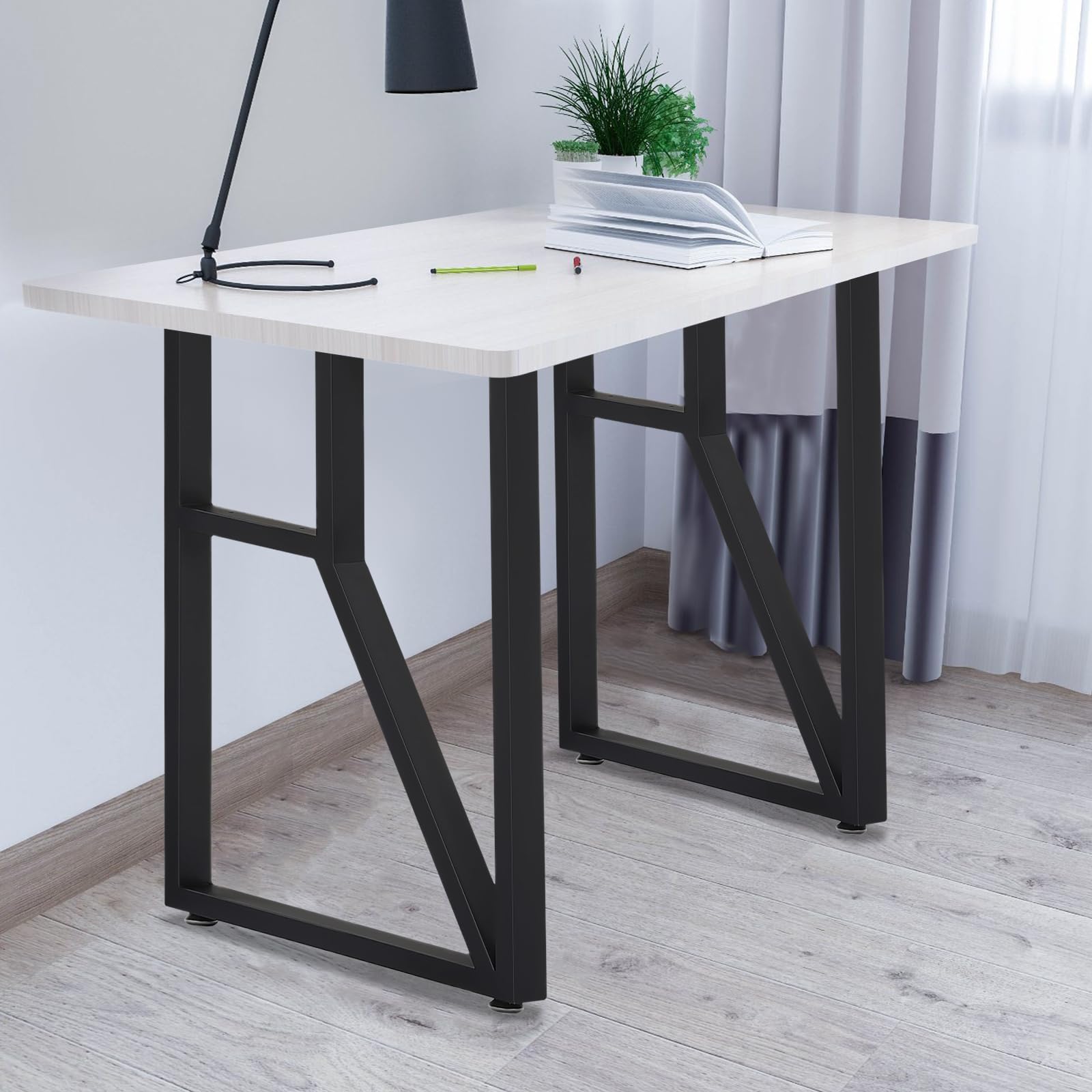 Juego de 2 patas de metal para muebles, color negro, capacidad de carga de 200 kg, 50 x 71 cm, para mesa de café, mesa de comedor, escritorio, muebles, patas de placa de altura regulable con