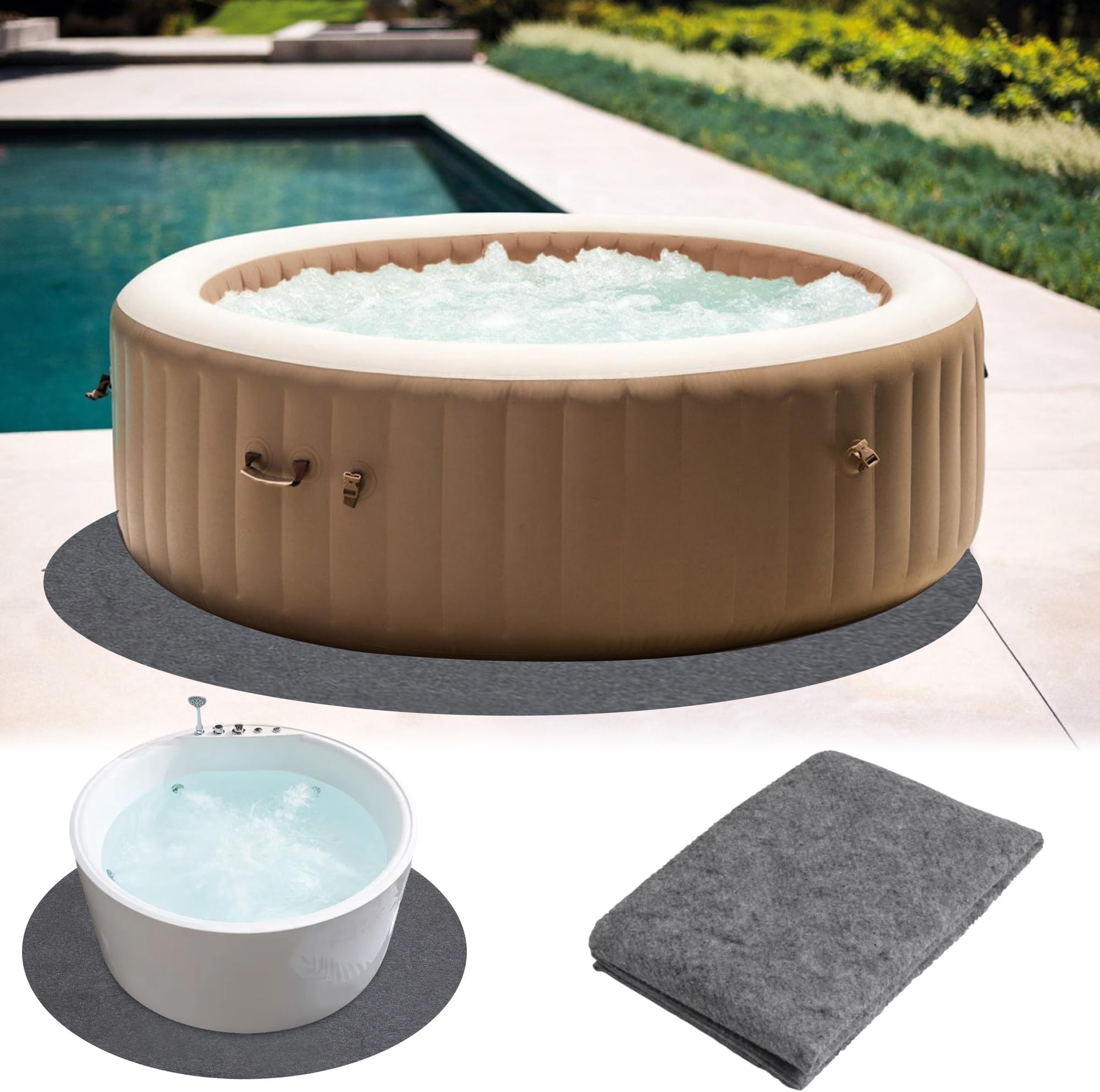 OSLEN2M Pool Liner Pad for Above Ground Pool mat Under Pool, Seamless Under Pool mat Puncture Resistant Pool Padding, Durable Geotextile Material with PE Coated Bottom (2M Round)