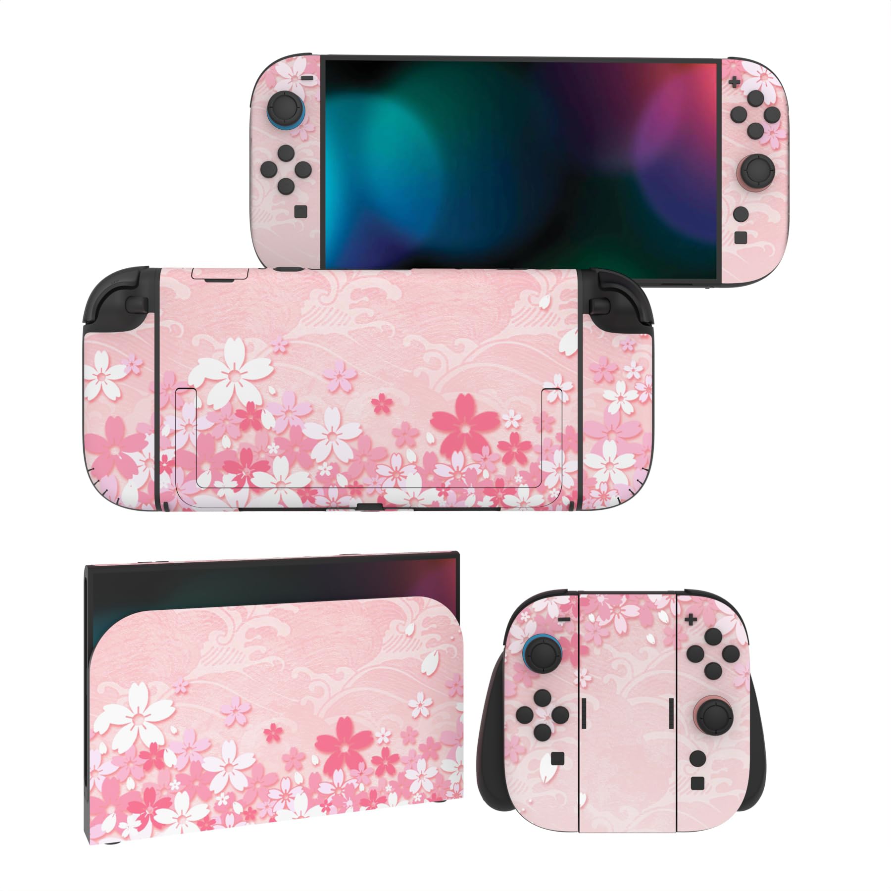 PlayVital for Nintendo Switch 2 Skin Full Set (2-Pack) - Protective Vinyl Decal Stickers for Switch 2 Console, Controllers, Handle Grips & Dock | No Residue, Anti-Scratch - Cherry Blossoms Petals - 2