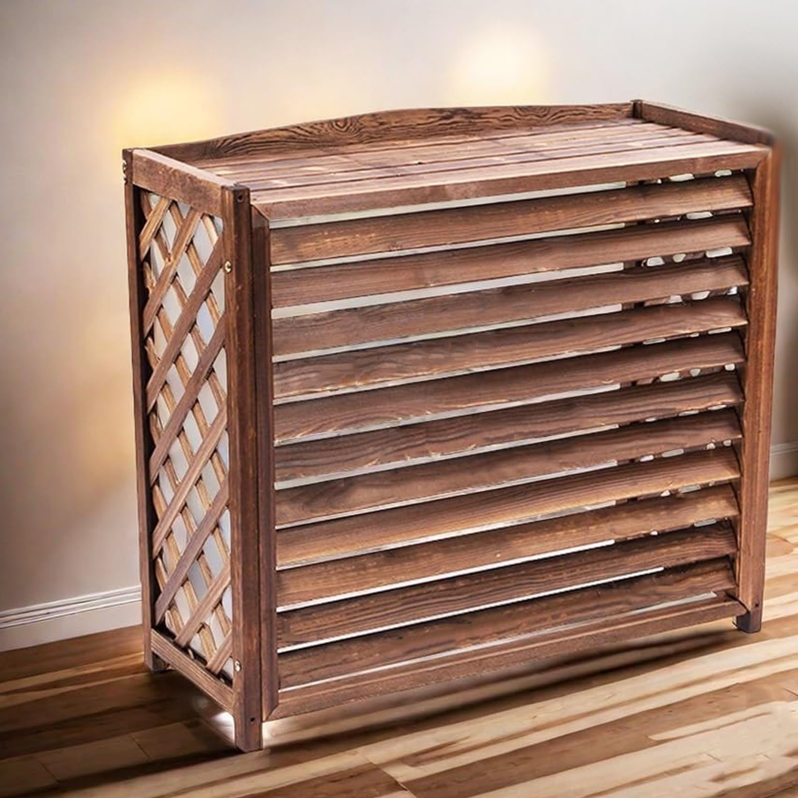 Housse de climatisation solide bois carbonisé pour protéger et décorer votre balcon