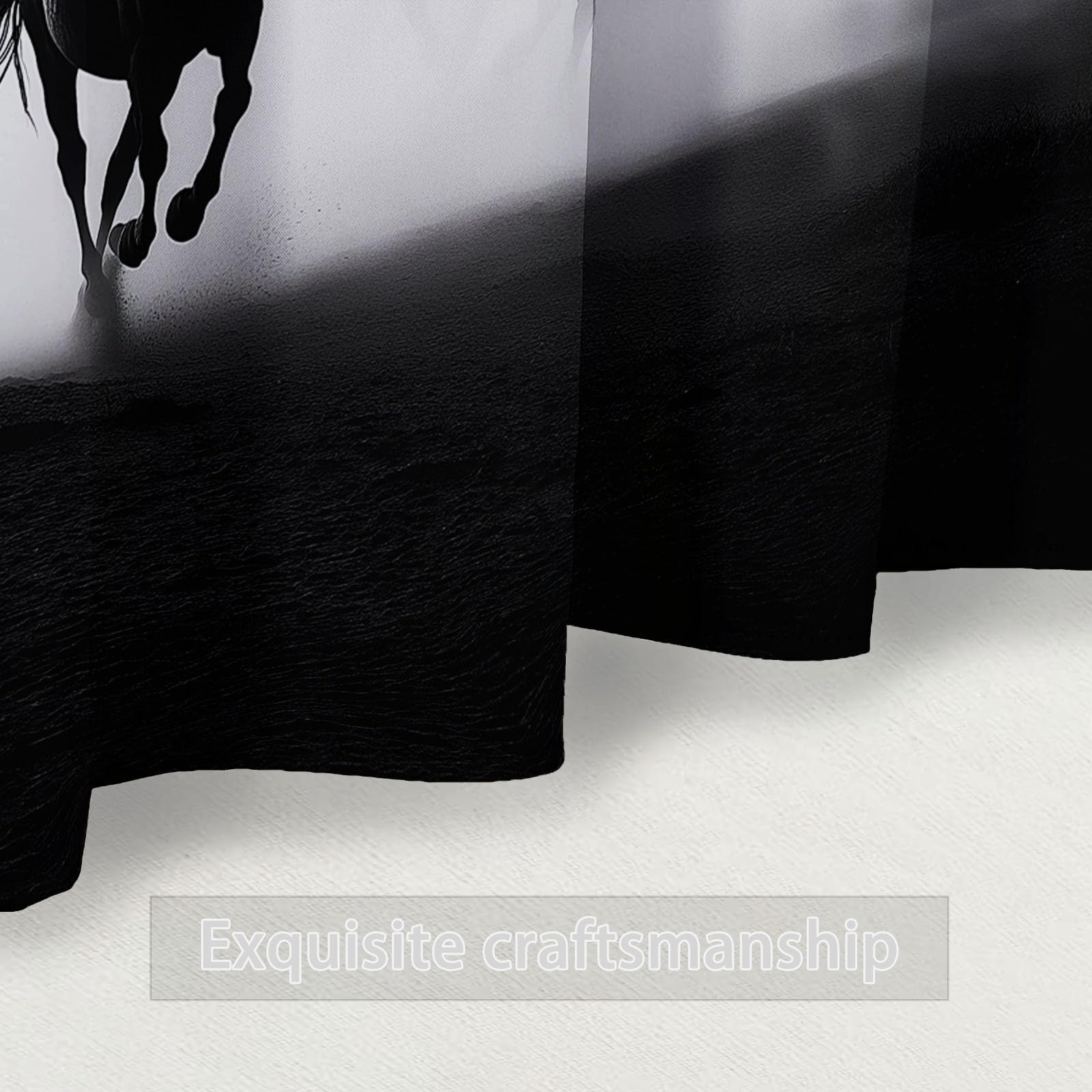 Translucida Cortinas Caballo Dinámico Poder Salon Paneles con Ojales Blanco y Negro para Sala Cuarto Comedor Salon Cocina Habitación 117An x 138Al cm (2 Paneles)