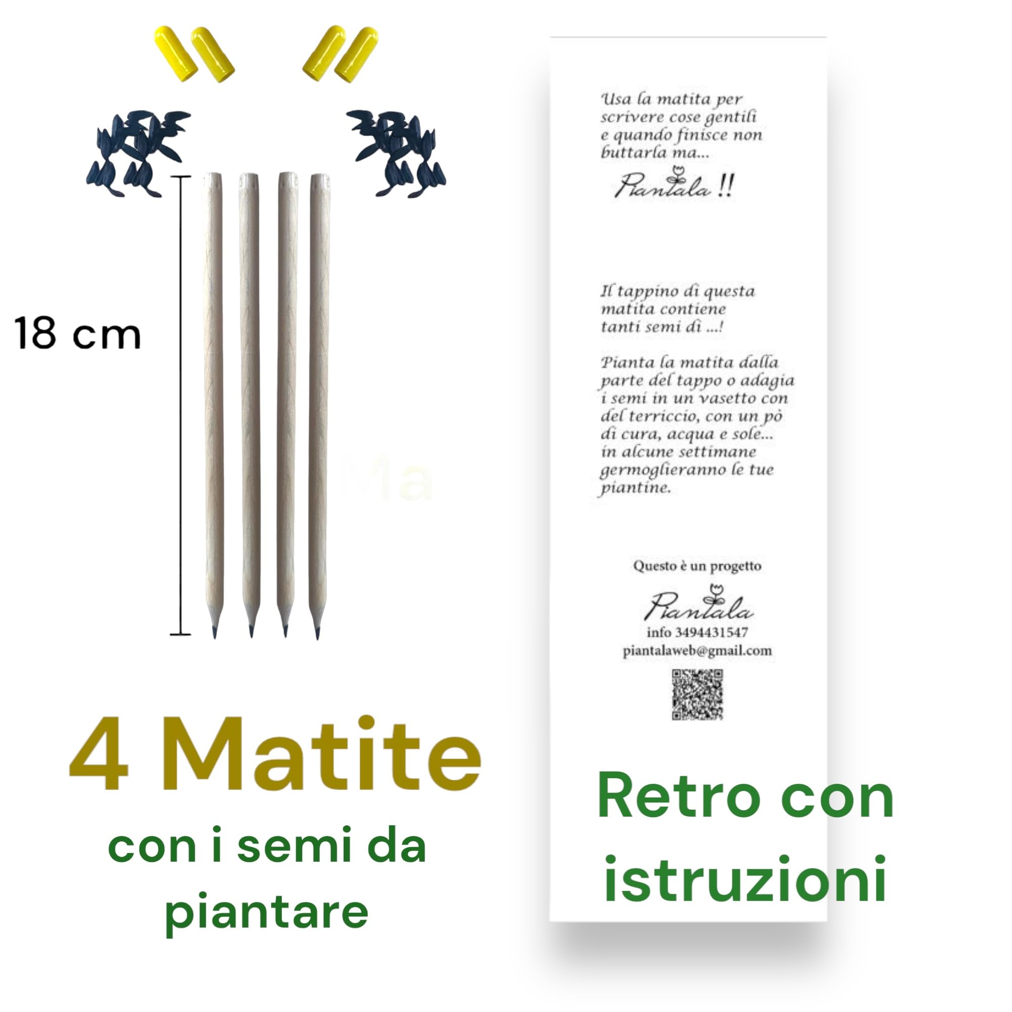 Pack 4 Matite Con Semi Piantabili | Cartoncini Istruzioni Per Bomboniere Eco-Friendly - Foto 8