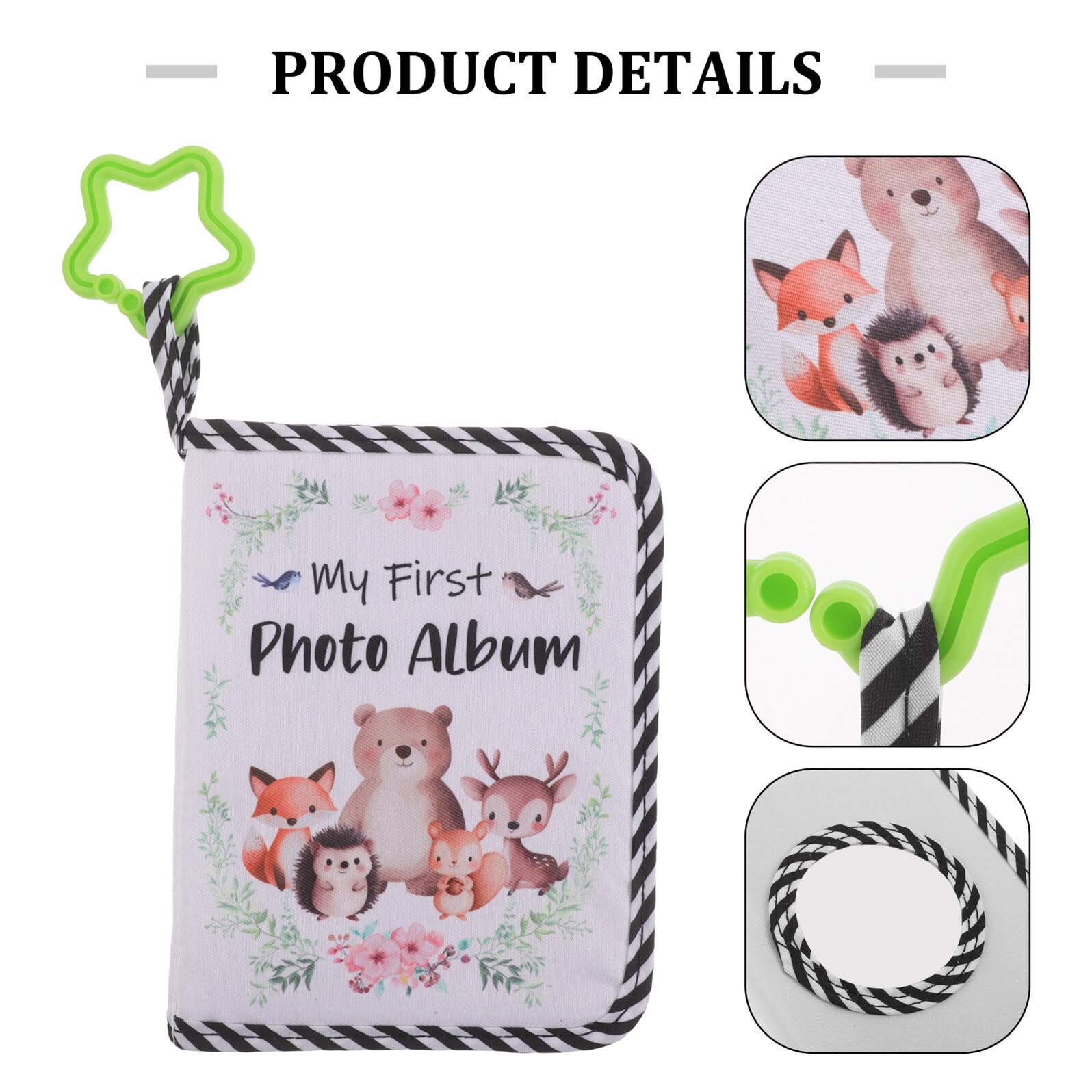 Weiches Babyfotoalbum aus Oxford Gewebe für 10X15cm Fotos mit Tiermotiven Erstes Familienalbum für Babys zum Schutz und Aufbewahren von Erinnerungen Leichtes Stoffalbum für