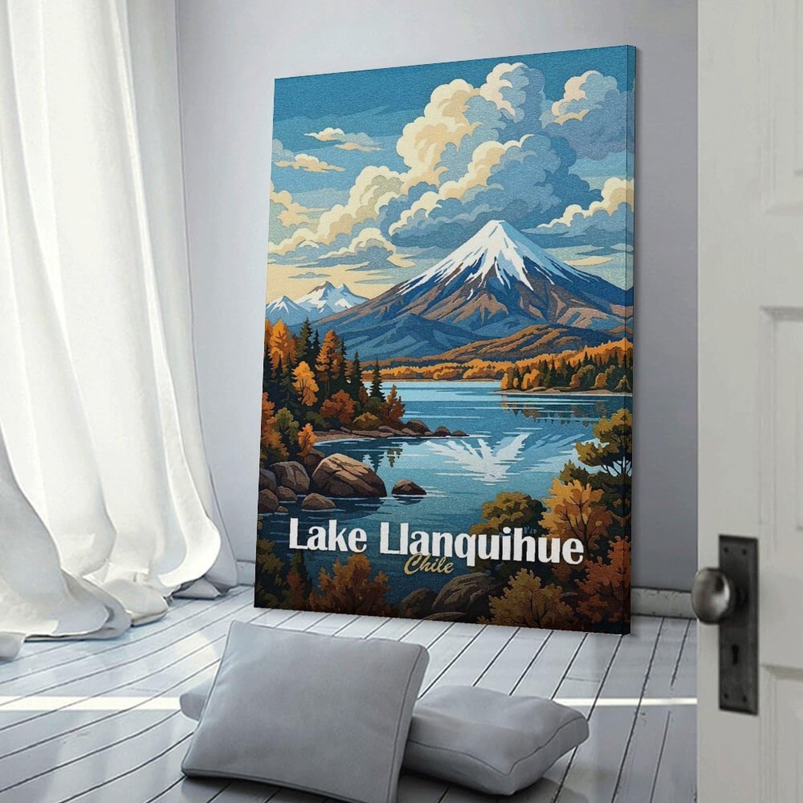 Junmoney Lake Llanquihue, Chile Landscape Art Decorative Canvas Print, 20x30inch(50x75cm), for Home, Office, Studio Or Guest Room, Canvas Wall Art That Fits Changing Layouts