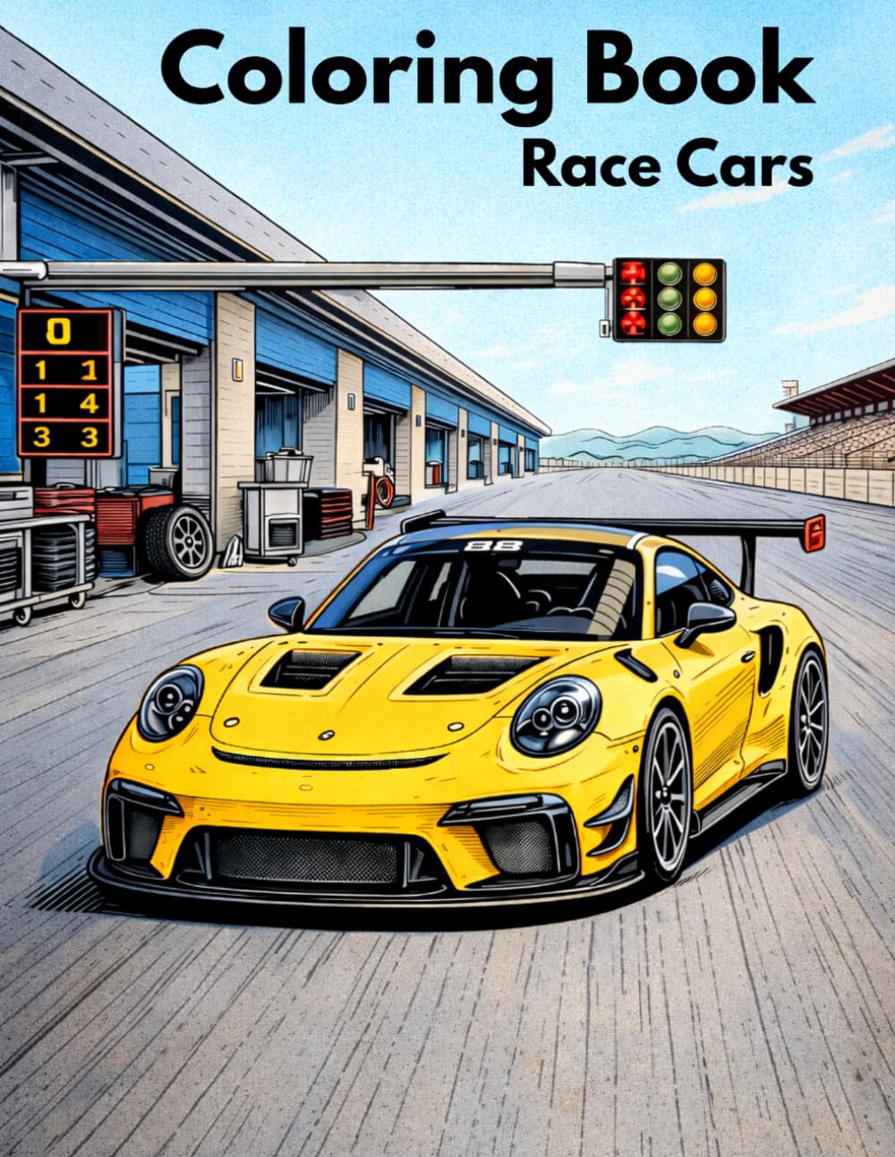 Race Car Coloring Book for Kids and Adults: Supercars, GT Cars, Pit Stops & Racing Action Scenes