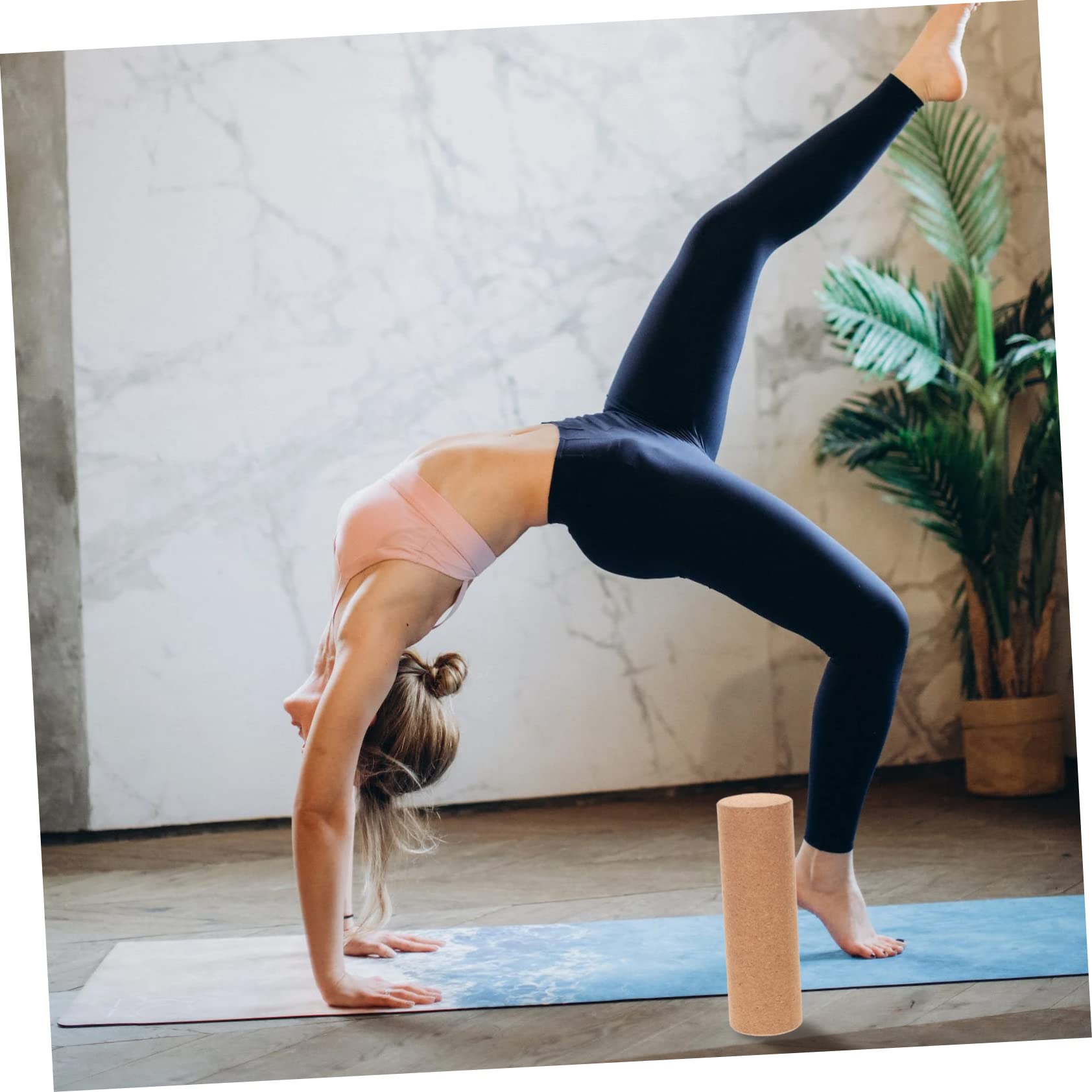 Toyvian Columna De Yoga De Corcho Para Masaje De Espalda Cilindro De Yoga Deportivo Portátil Para Entrenamiento De Flexión De Espalda