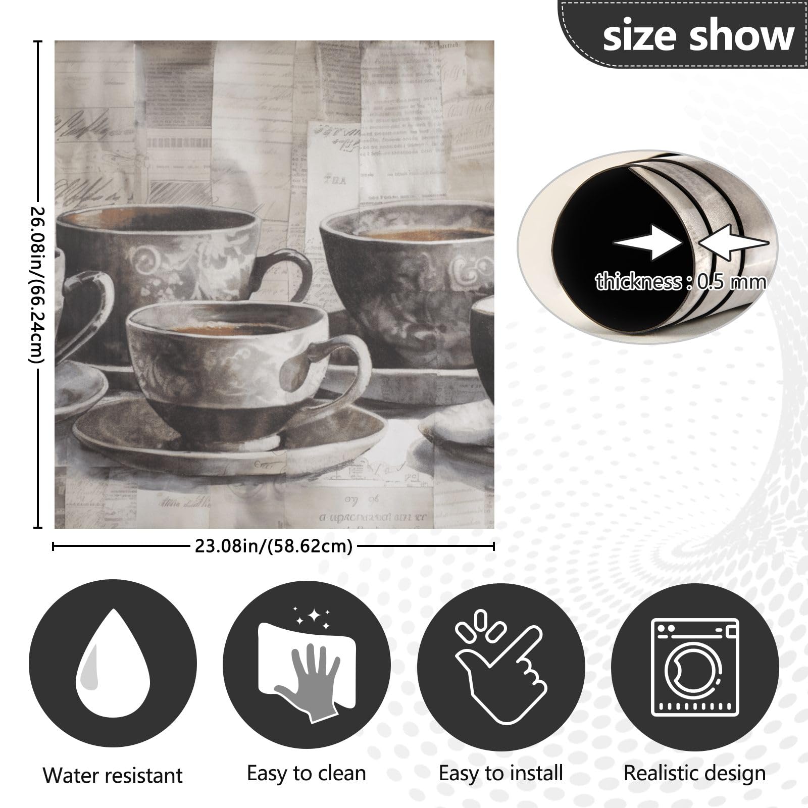 GAIREG Magnetische Abdeckung für Geschirrspüler, Retro-Holzbrett, Kaffeetasse, Geschirrspüler, Frontabdeckung, Magnet, Kühlschranktürabdeckungen, magnetische Haut, magnetische Dekoration, 58,4 x 66 cm