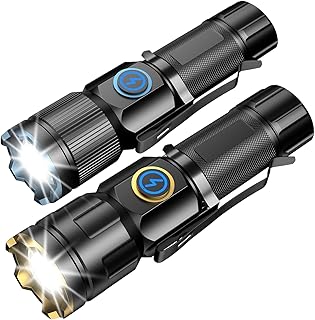 Skylla LED Torch Rechargeable, [2 Pack] Super Bright with Adjustable Focus, 5 Modes, 26-Hour Runtime, Waterproof, Compact ...