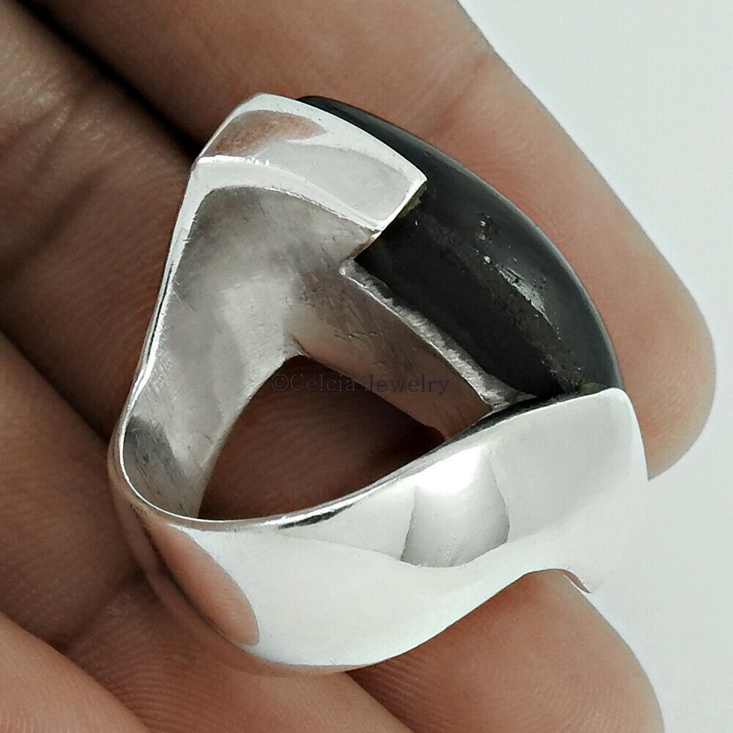 anillo banda de piedras preciosas de ónix negro natural, plata de ley 925 maciza, joyería de diseño unisex hecha a mano, anillo declaración, anillo boda, regalo de cumpleaños, regalos para papá mamá
