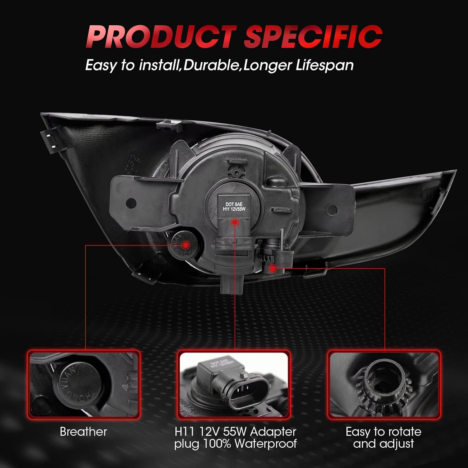 Driving Fog Lights Compatible With 2013 2014 2015 Nissan Altima Black Bezel Fog Light Replacement (Clear Glass Lens) Wiring Harness and Switch