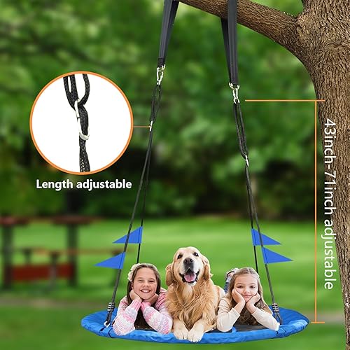 Miniatura 7 de Columpio de árbol de 40 pulgadas, columpio de árbol de telaraña, capacidad de peso de 850 libras, Oxford 900D impermeable, cuerda giratoria de