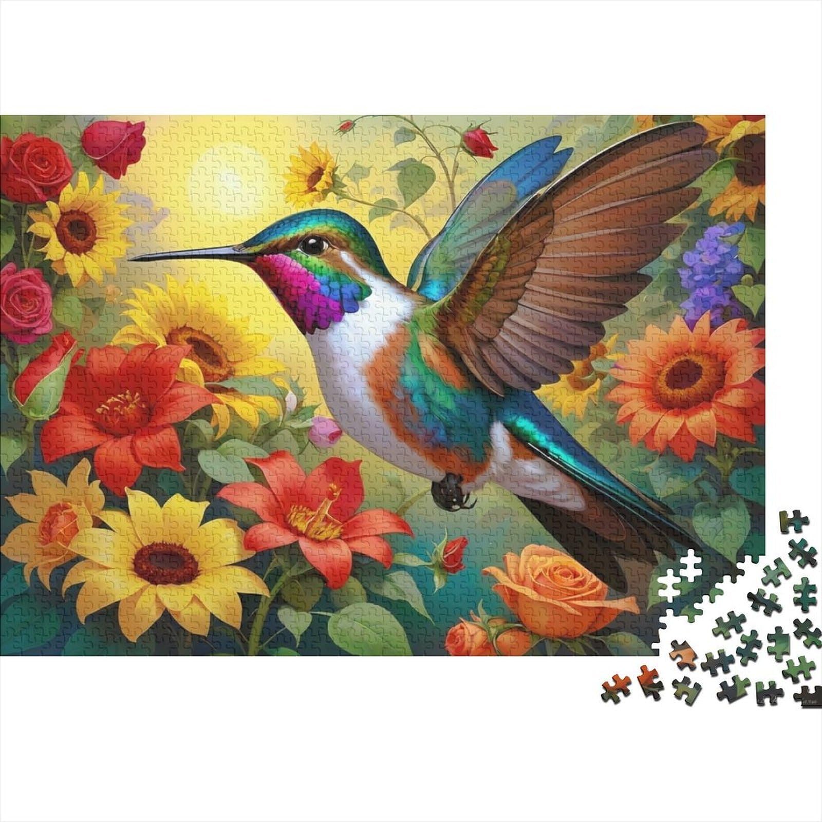 Hummingbird with Sunflowers 1000 Piece Jigsaw Puzzle for Adults Relaxing Game 70x50cm/1000pcs