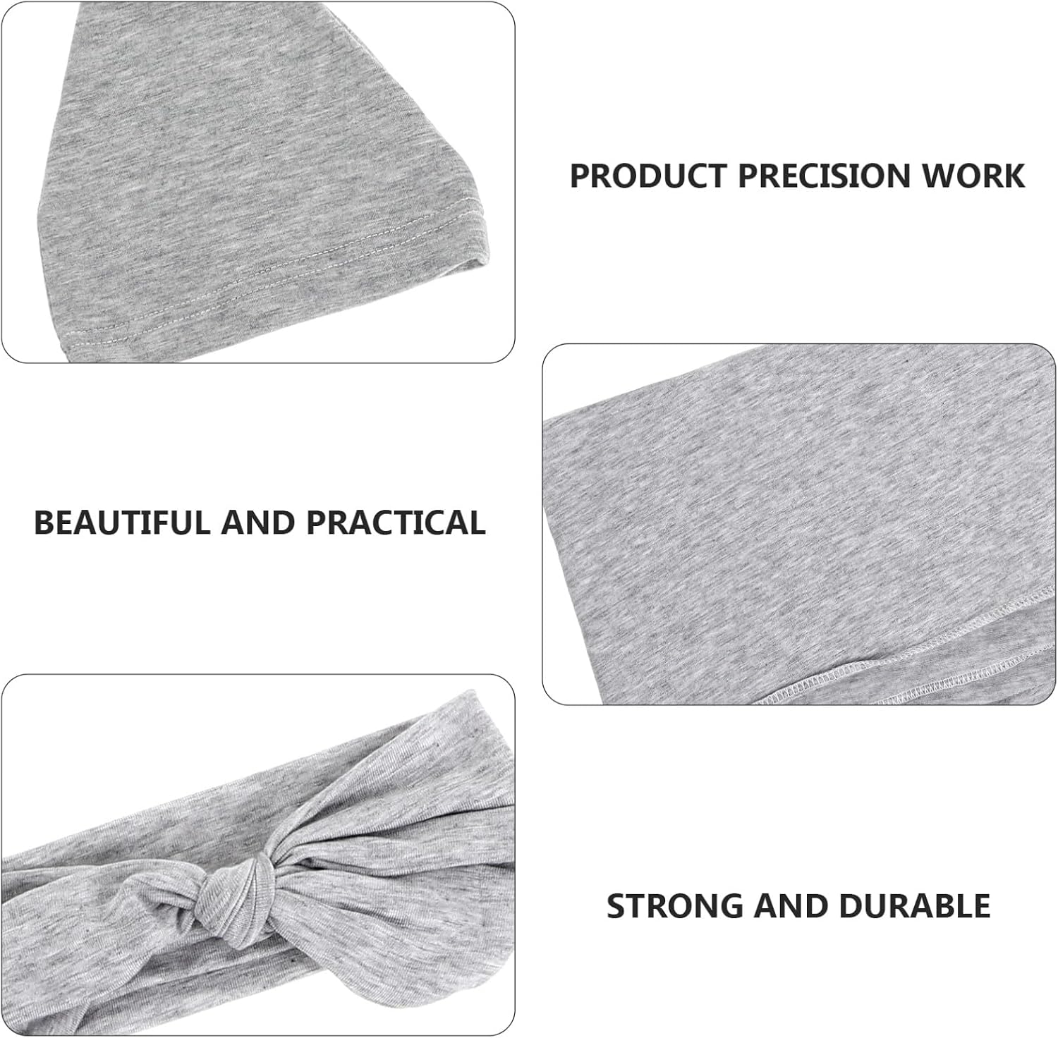 Newborn Cotton Hat and Headband Set with Grey Modal, Soft Beanie and Lovely Headband for Comfort and Sleep, 3pcs Newborn Supplies Bundle