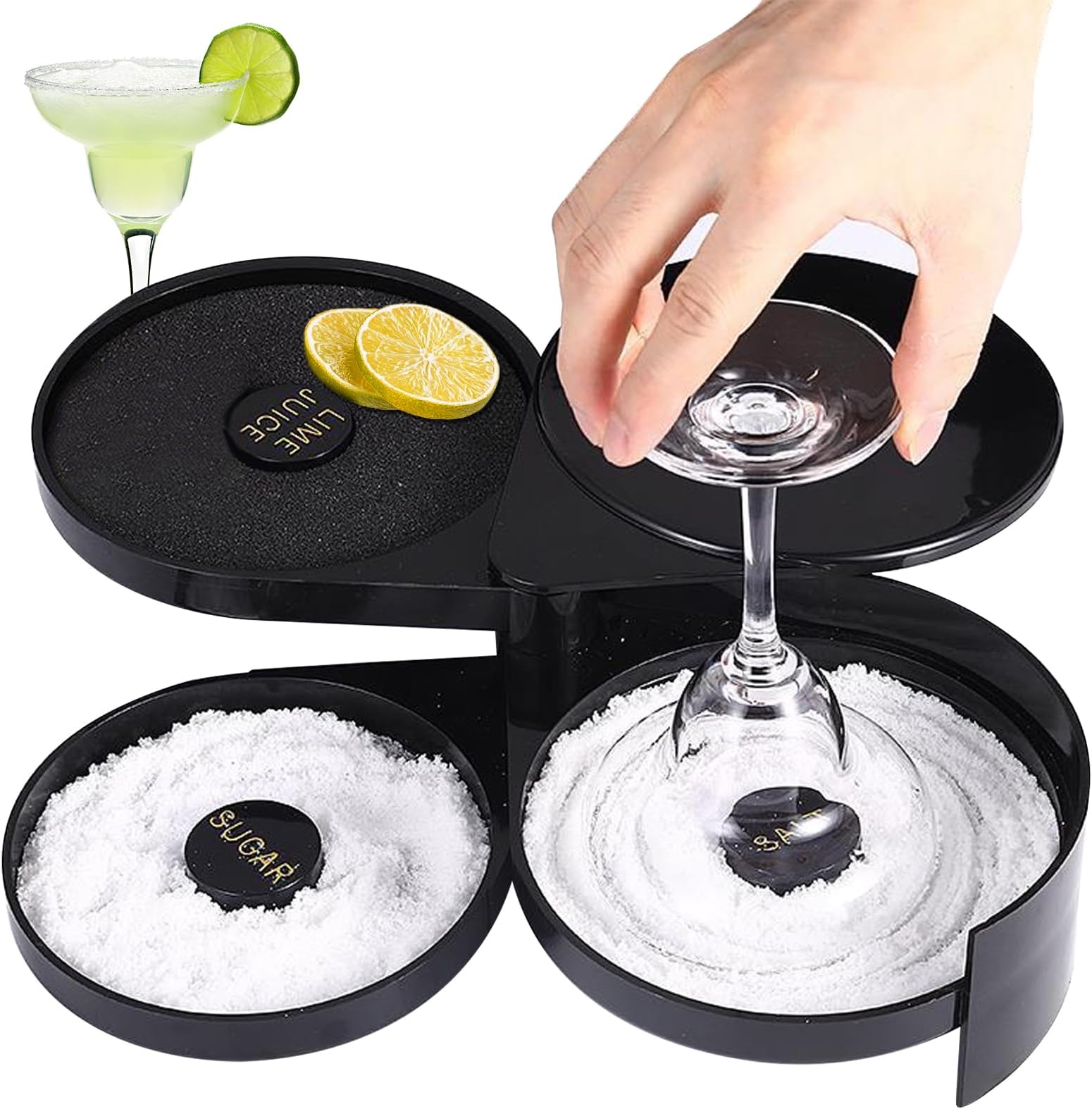 3-Tier Bar Juice Cocktail Seasoning Box with Sponge๏ผfor Cocktails and Margarita Mixing,Salt and Sugar Containerfor Bar,Pub Party and Reception