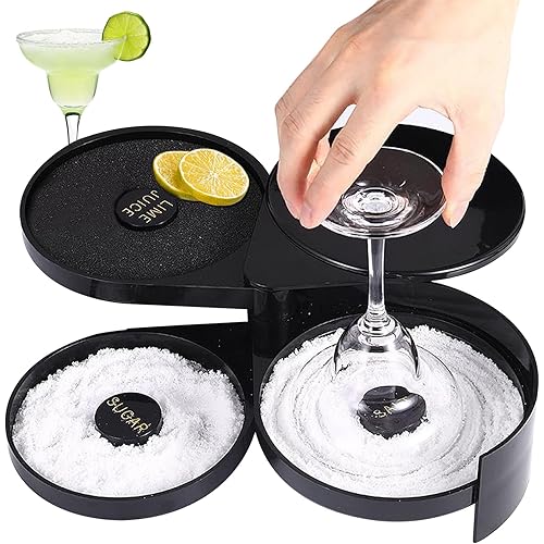 3-Tier Bar Juice Cocktail Seasoning Box with Sponge，for Cocktails and Margarita Mixing,Salt and Sugar Containerfor Bar,Pub Party and Reception
