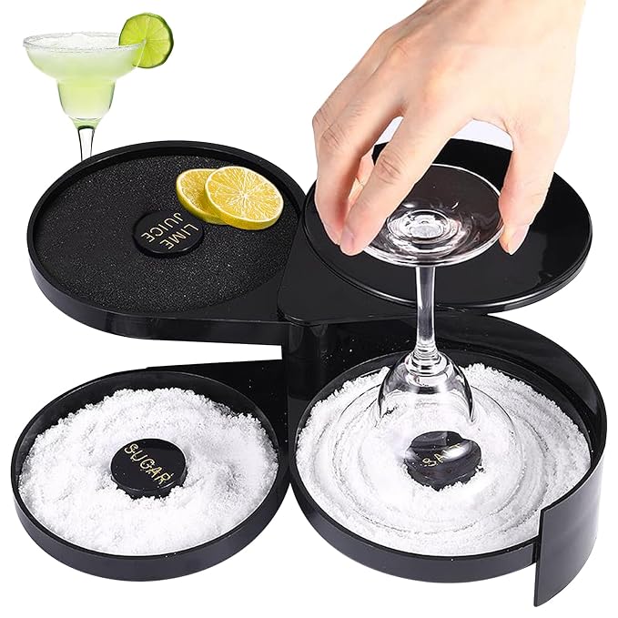 3-Tier Bar Juice Cocktail Seasoning Box with Sponge，for Cocktails and Margarita Mixing,Salt and Sugar Containerfor Bar,Pub Party and Reception