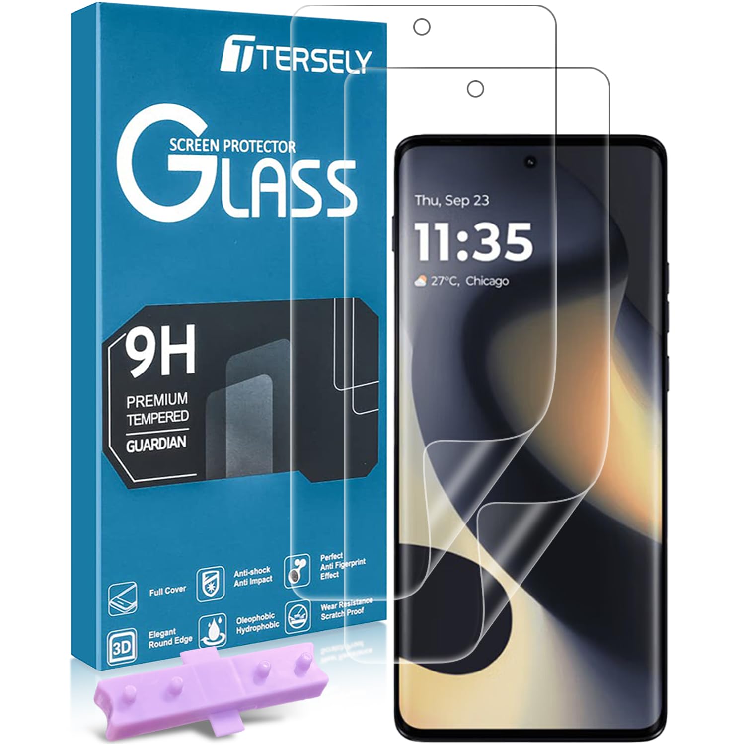 T Tersely (2 Pack for Motorola Moto Edge 2024 Screen Protector, Easy to Install, No Bubble, Anti-Shock Soft Protective TPU Film, Support Fingerprint