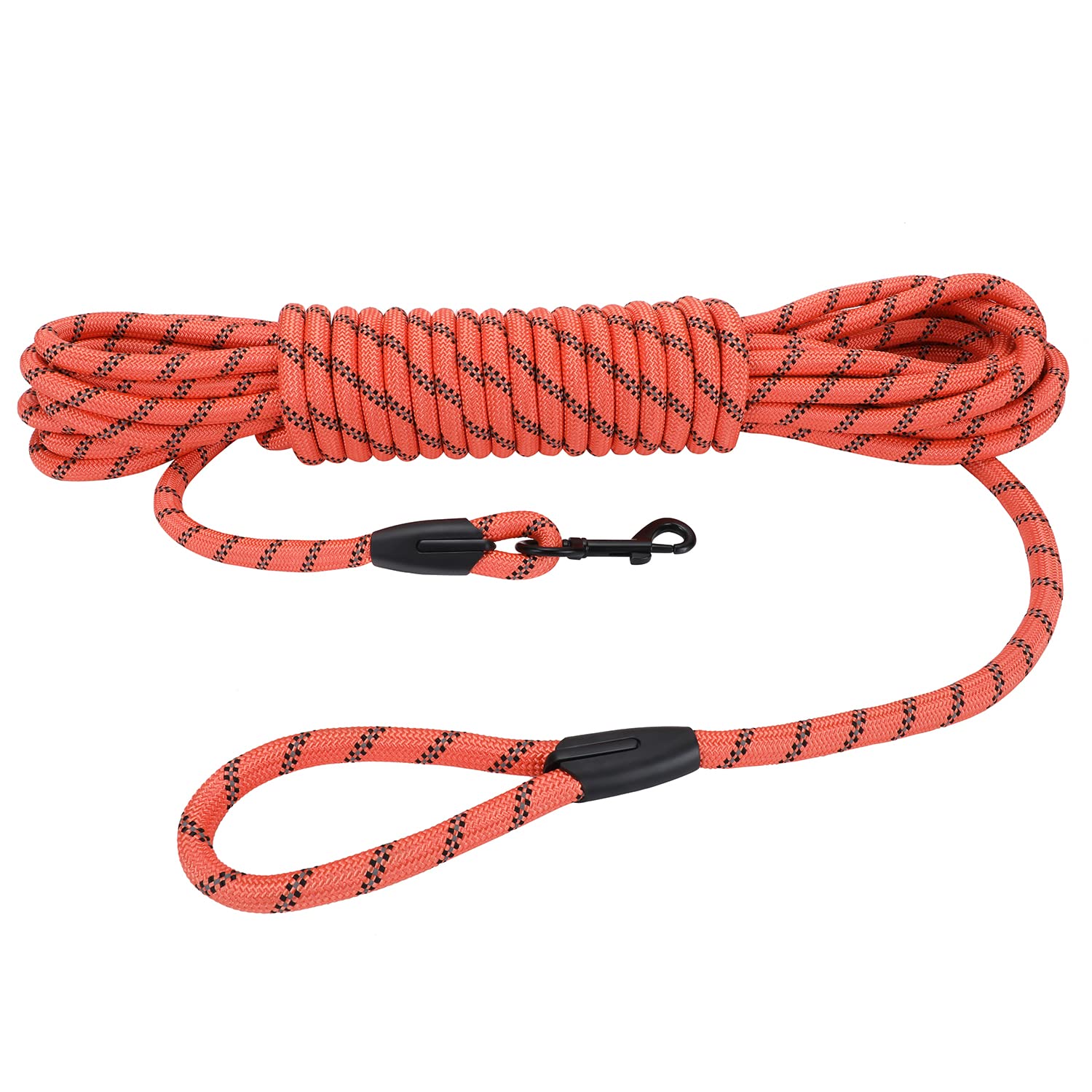 Long Dog Leash for Training 50Ft-Reflective Nylon Rope with Swivel Hook-Recall Agility Lead for Large Small Medium Dogs Outside Walking Hiking-Orange Diam 1/2"