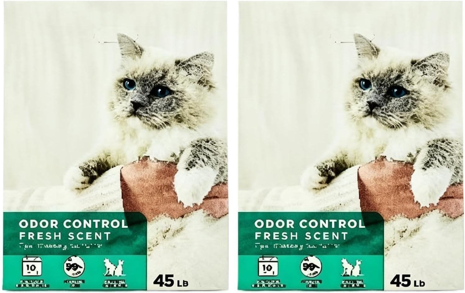 Scoopable Clumping Clay Cat Litter with Fresh Scent, 99% Dust-Reduced Formula, Multi-Cat Use, 45 Lb Box, Indoor(2)